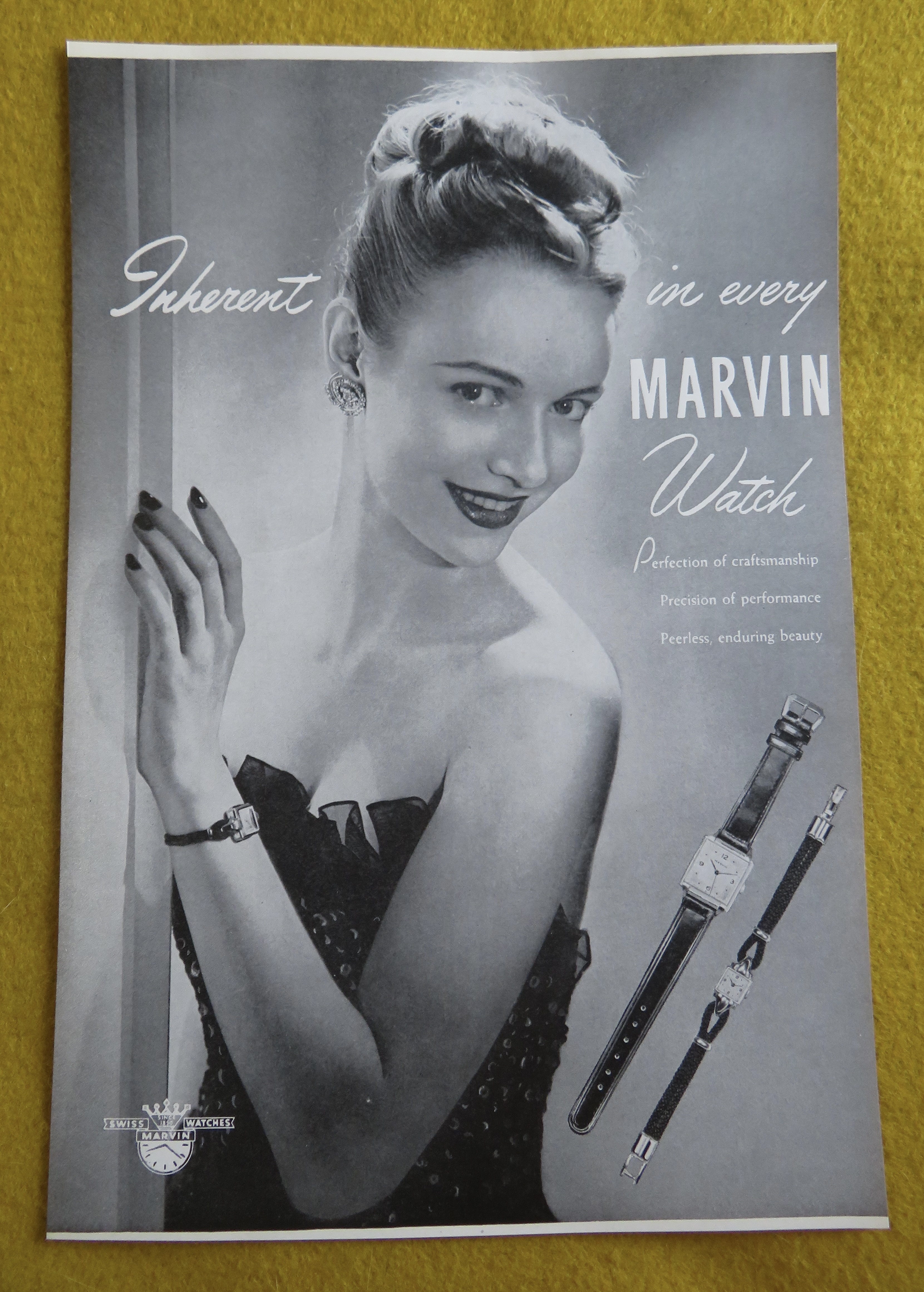 1946 Marvin Watch with Lovely Woman Wearing Watch