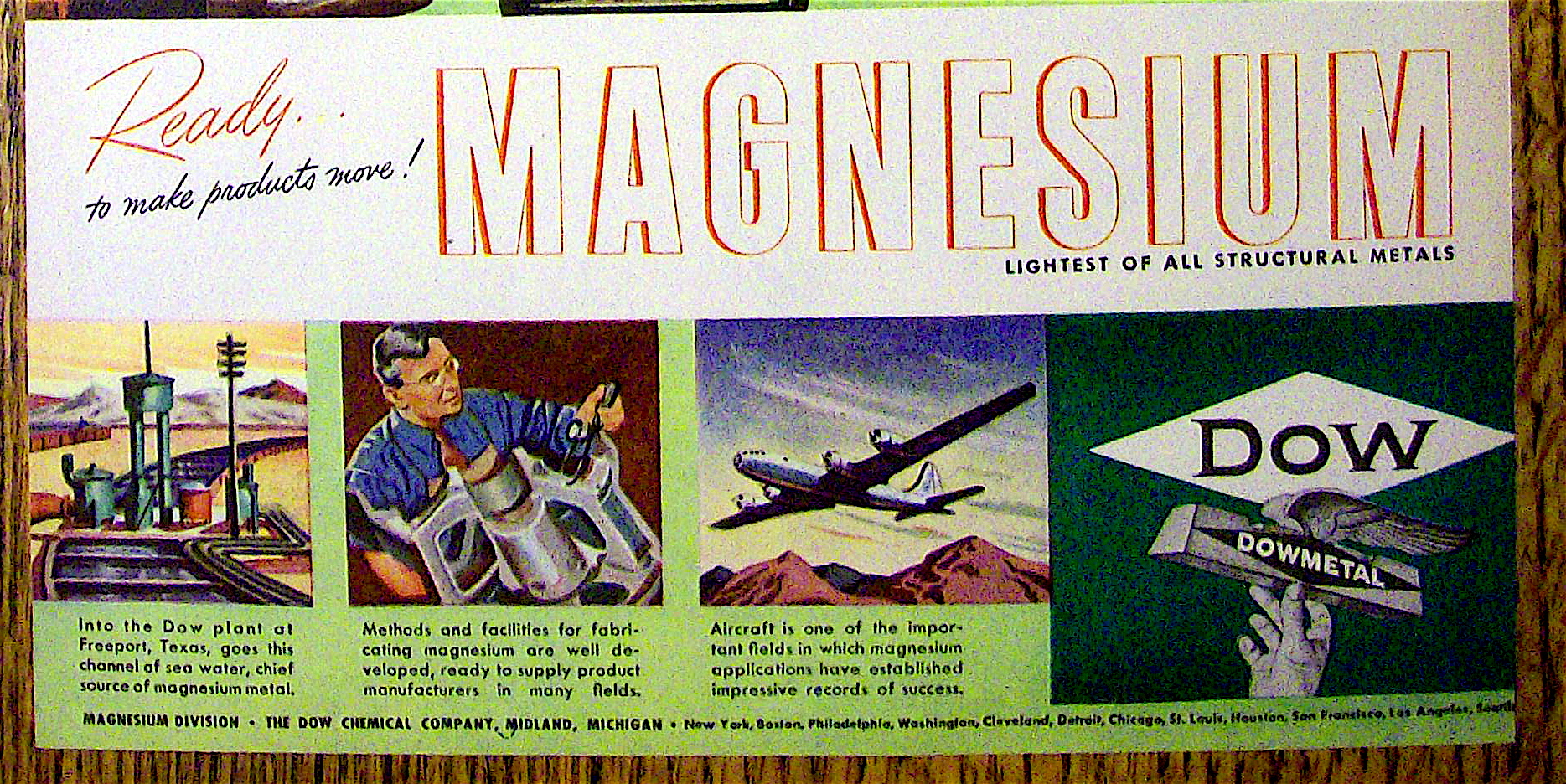 1946 Dow Magnesium with Boy & Man with Lawn Mowers
