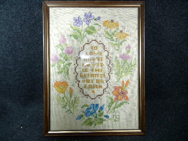 Cross Stitch LOVE framed dated 1979