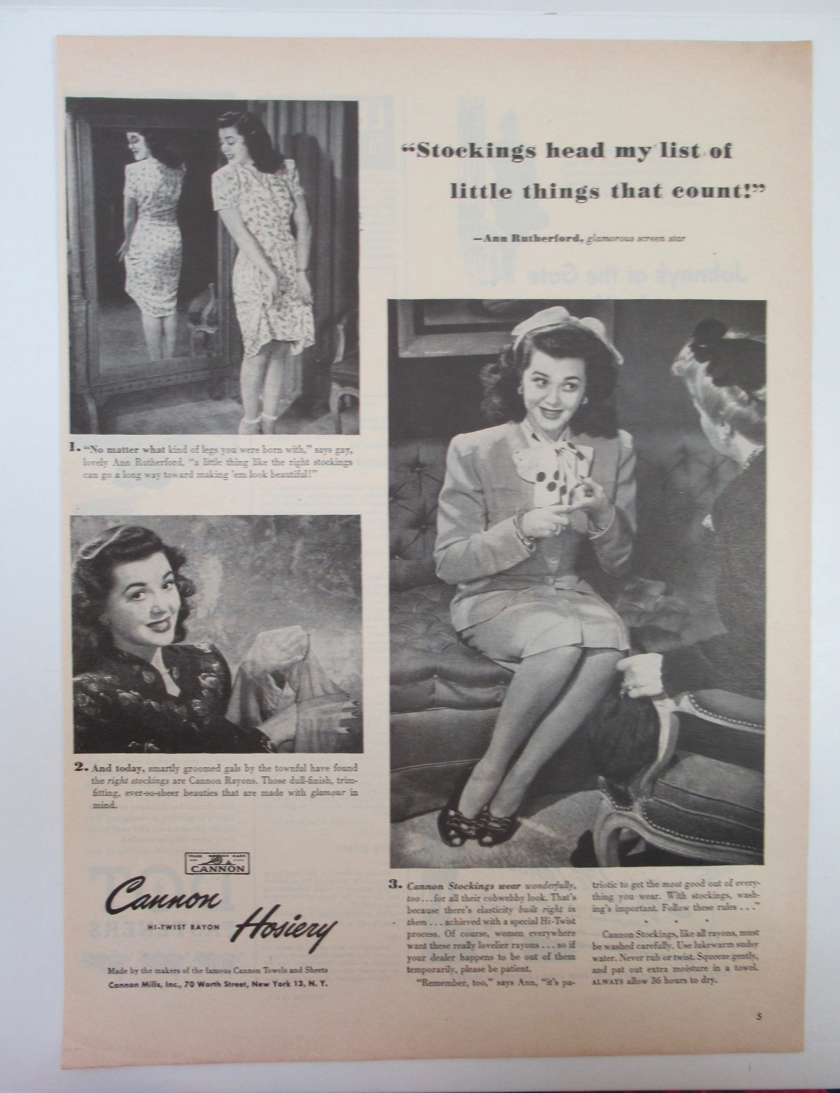 1945 Cannon Hosiery with Ann Rutherford
