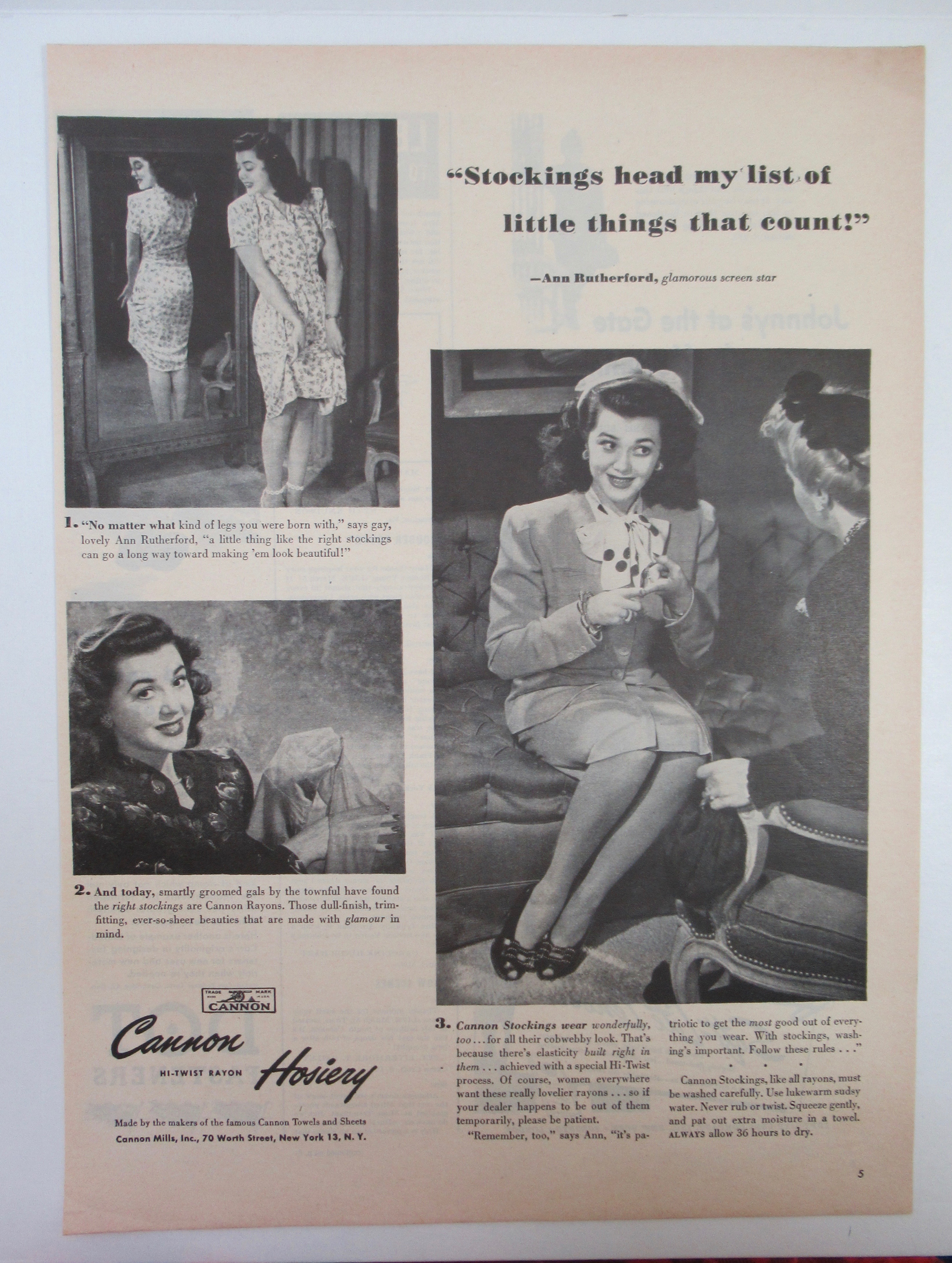1945 Cannon Hosiery with Ann Rutherford