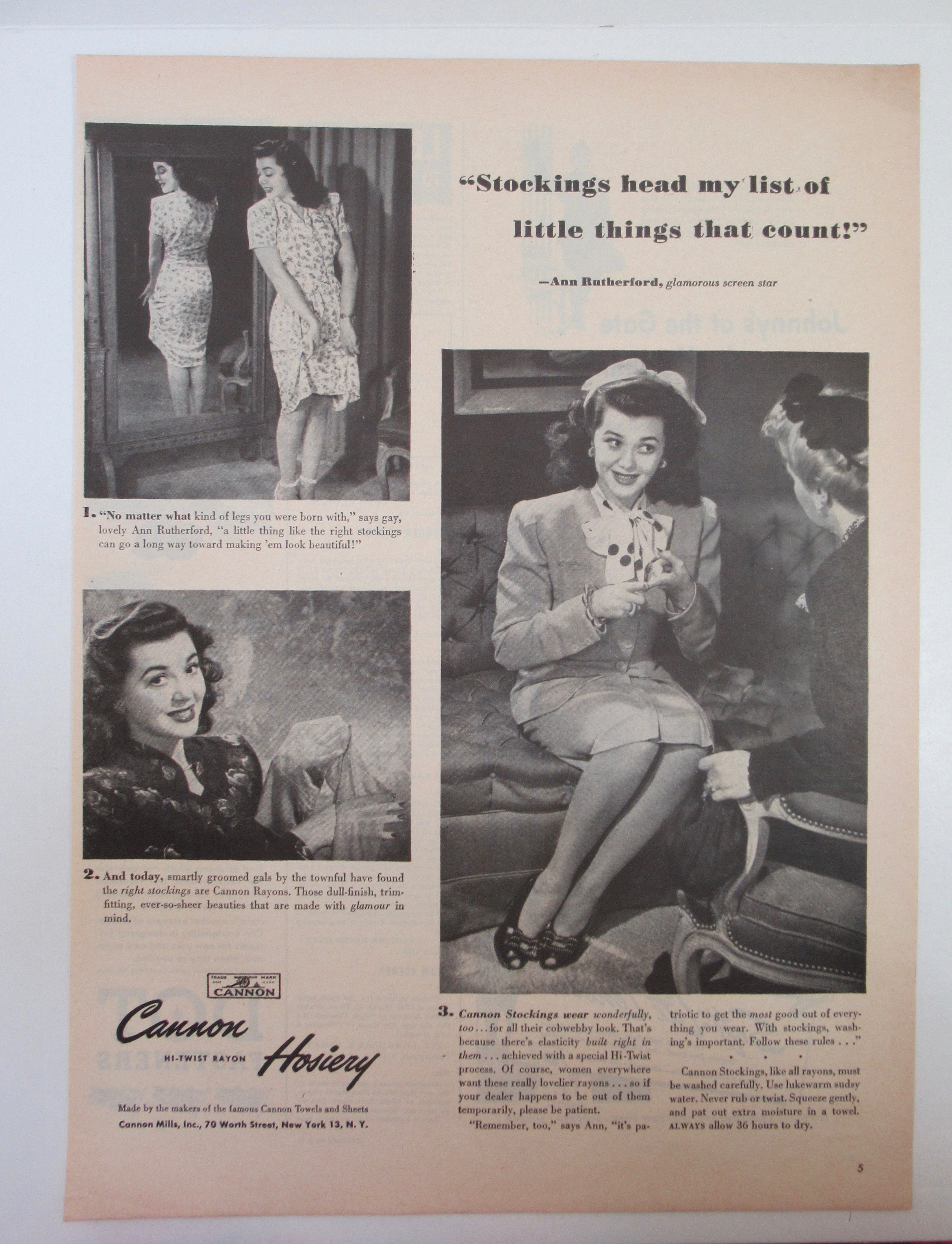 1945 Cannon Hosiery with Ann Rutherford