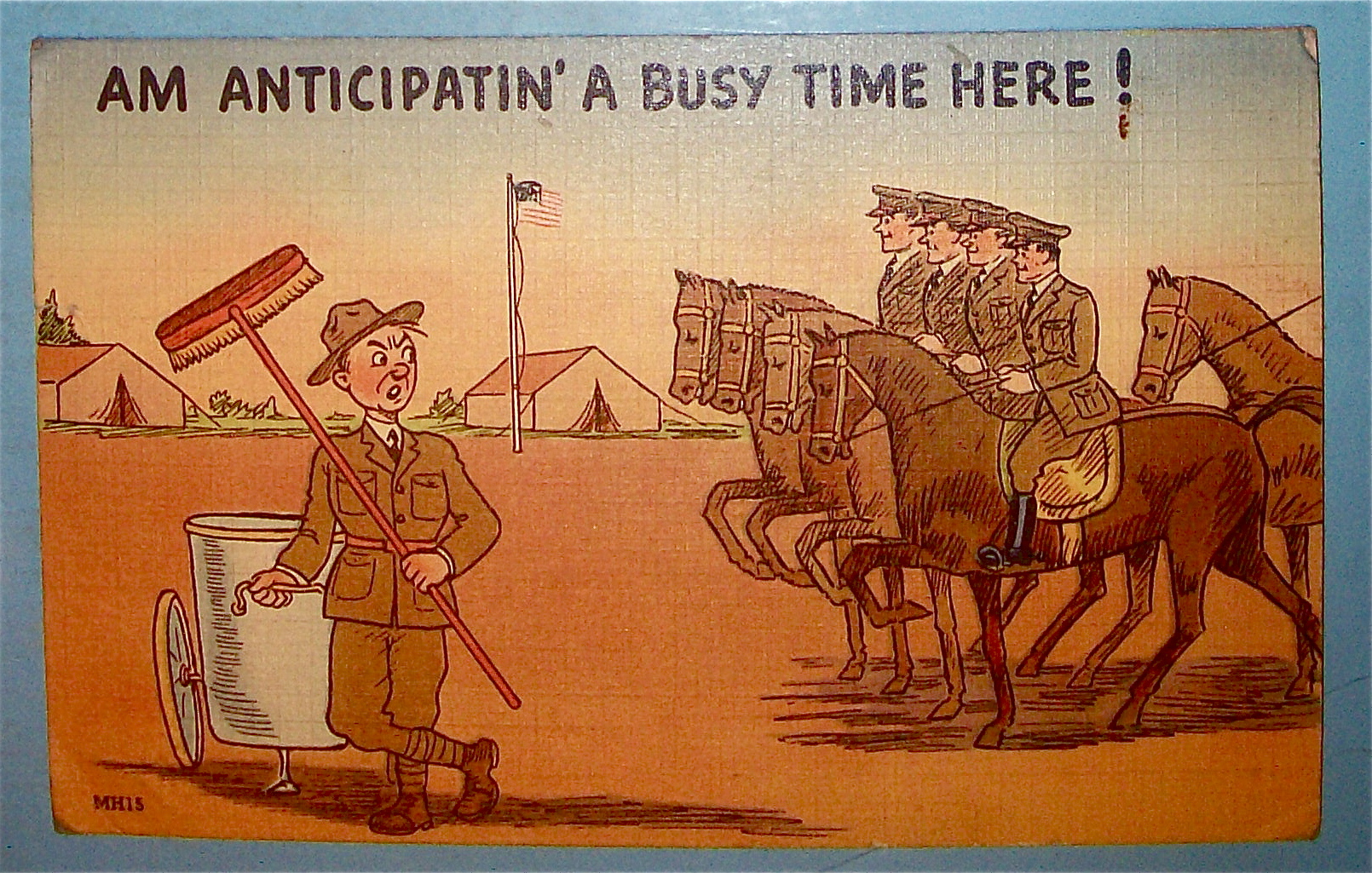 Soldiers On Horses Postcard