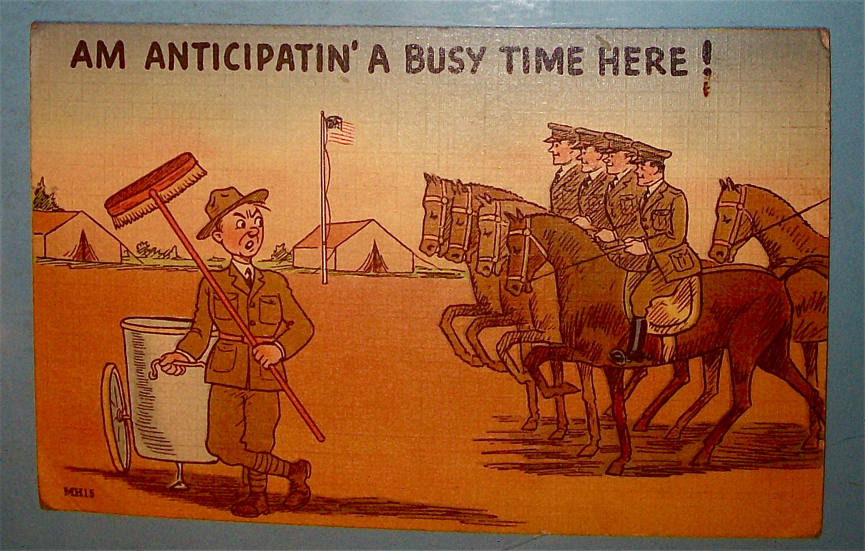 Soldiers On Horses Postcard