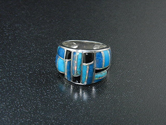 Studio GL Sterling Silver Turquoise Onyx Opal Ring