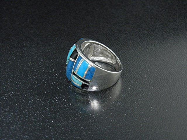 Studio GL Sterling Silver Turquoise Onyx Opal Ring