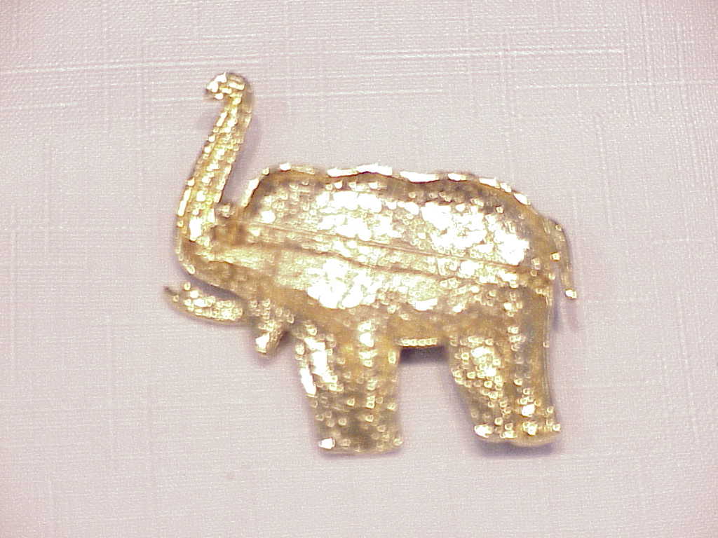 Black Enamel, Pearl And Rhinestone Elephant Brooch