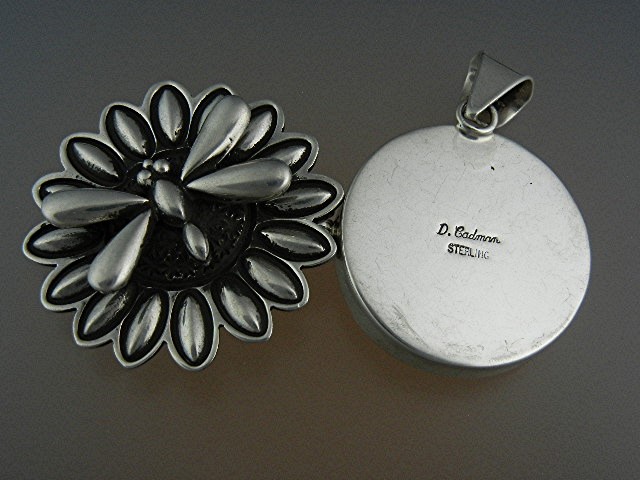 Navajo Sterling Silver Dragonfly Locket D. Cadman
