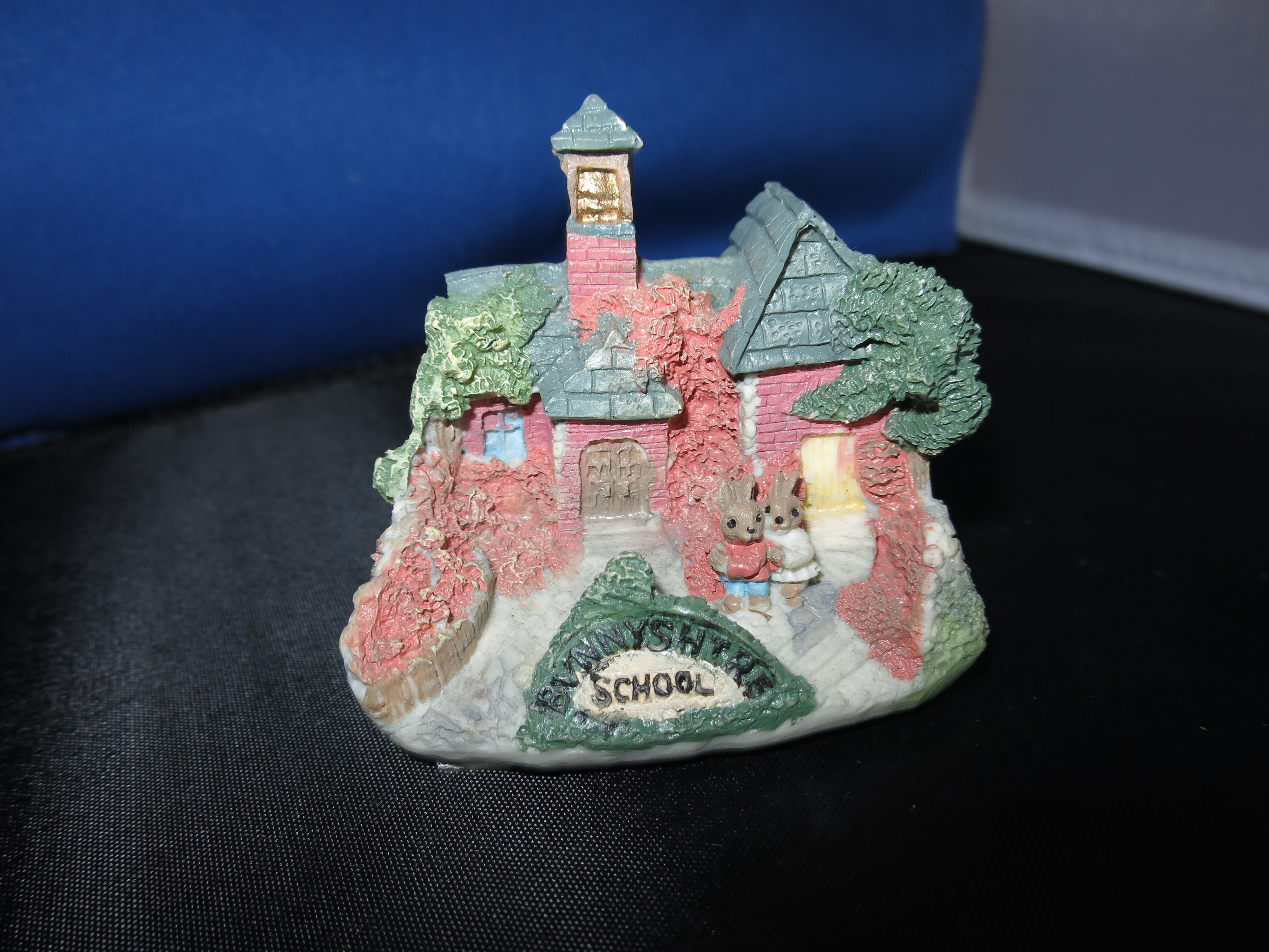 Miniature Bunny Rabbit School House Figurine Village