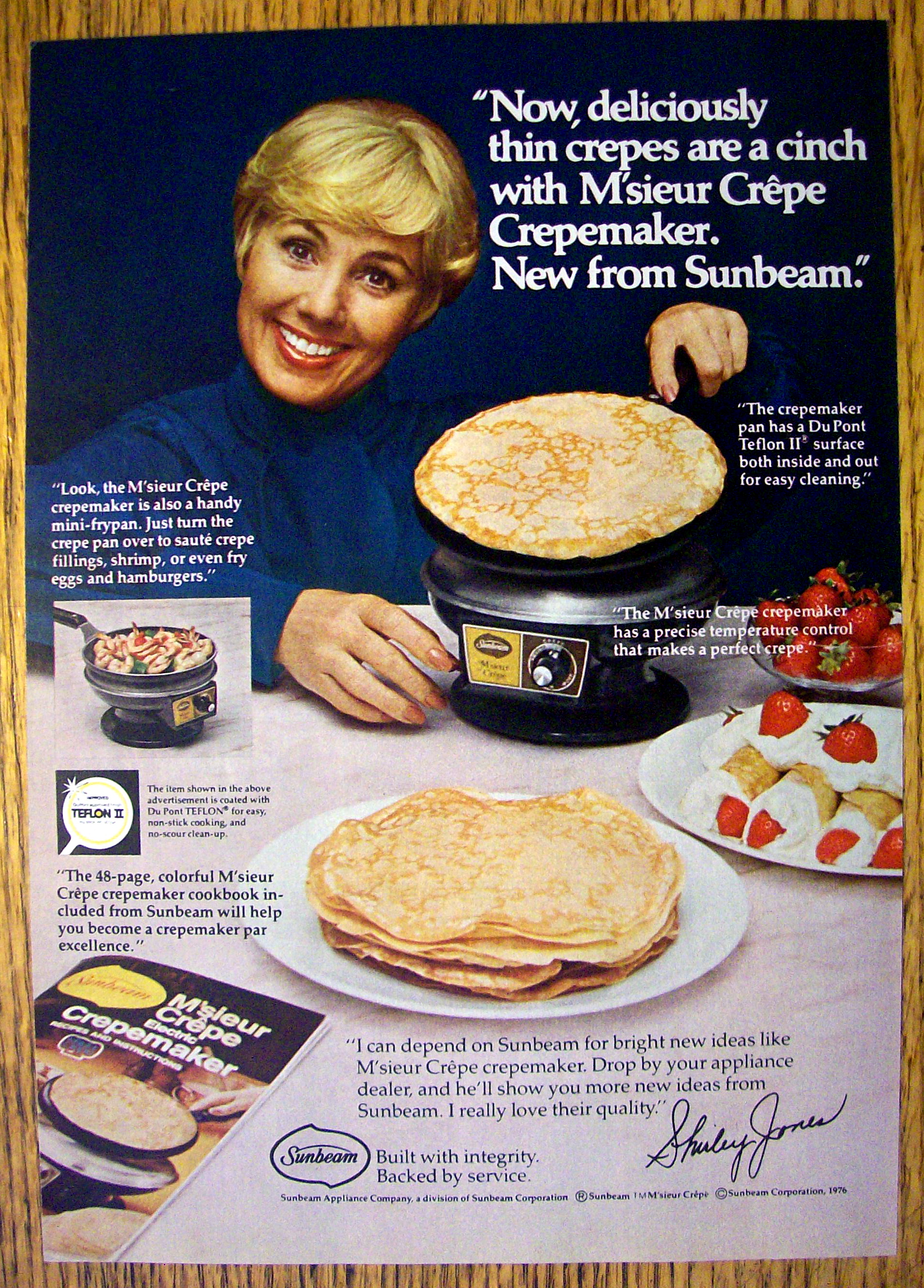 1977 Sunbeam Crepemaker with Shirley Jones