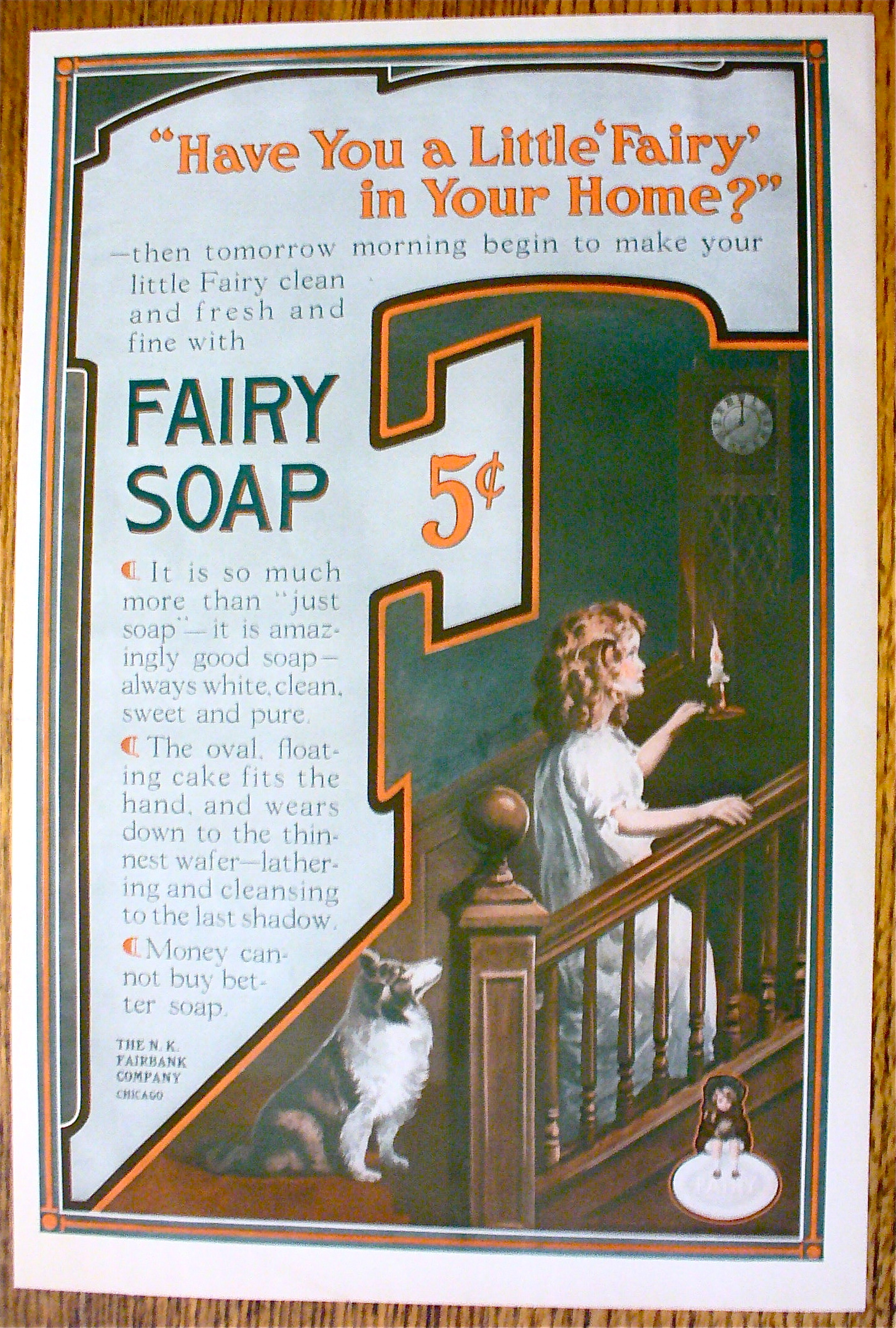 1914 Fairy Soap with Woman Walking Upstairs