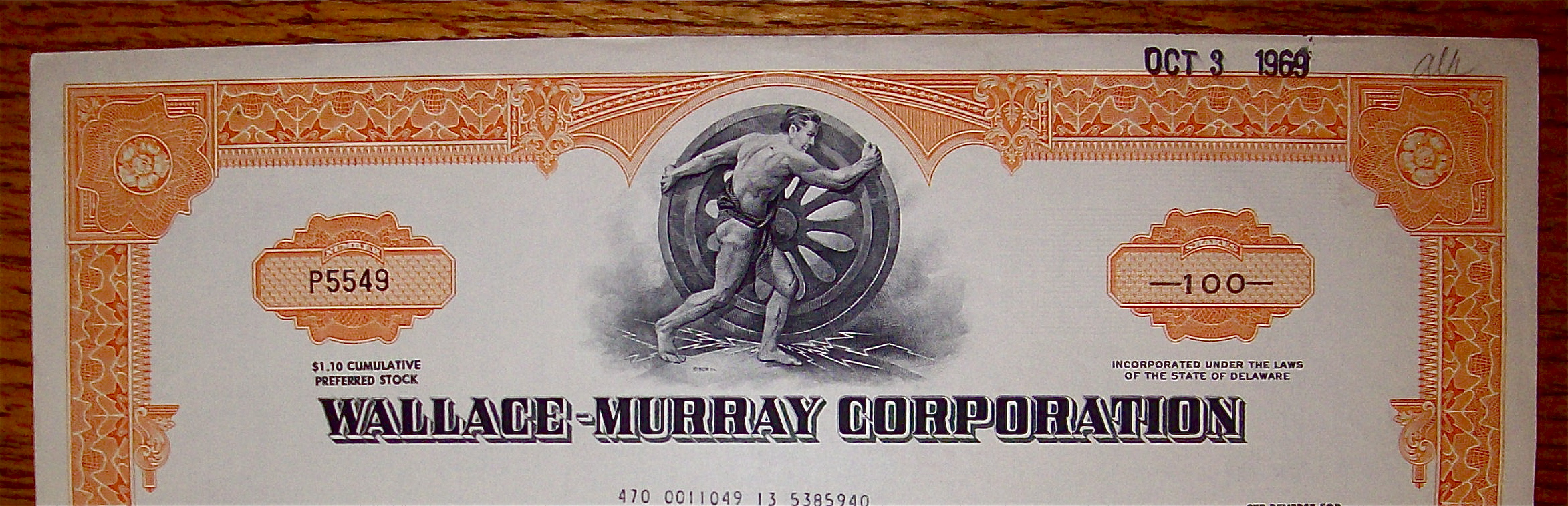 1969 Wallace Murray Corporation Stock Certificate