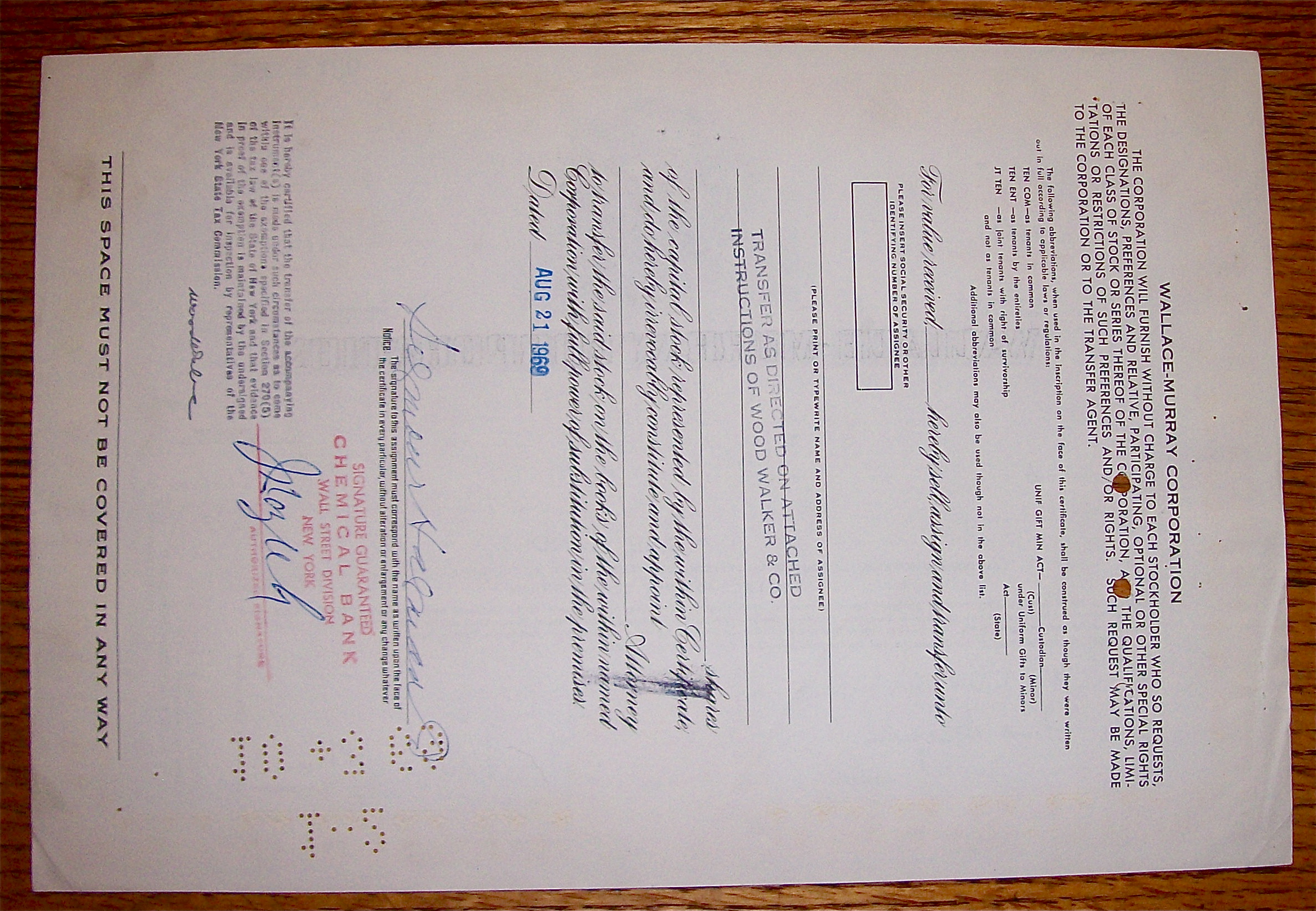 1969 Wallace Murray Corporation Stock Certificate