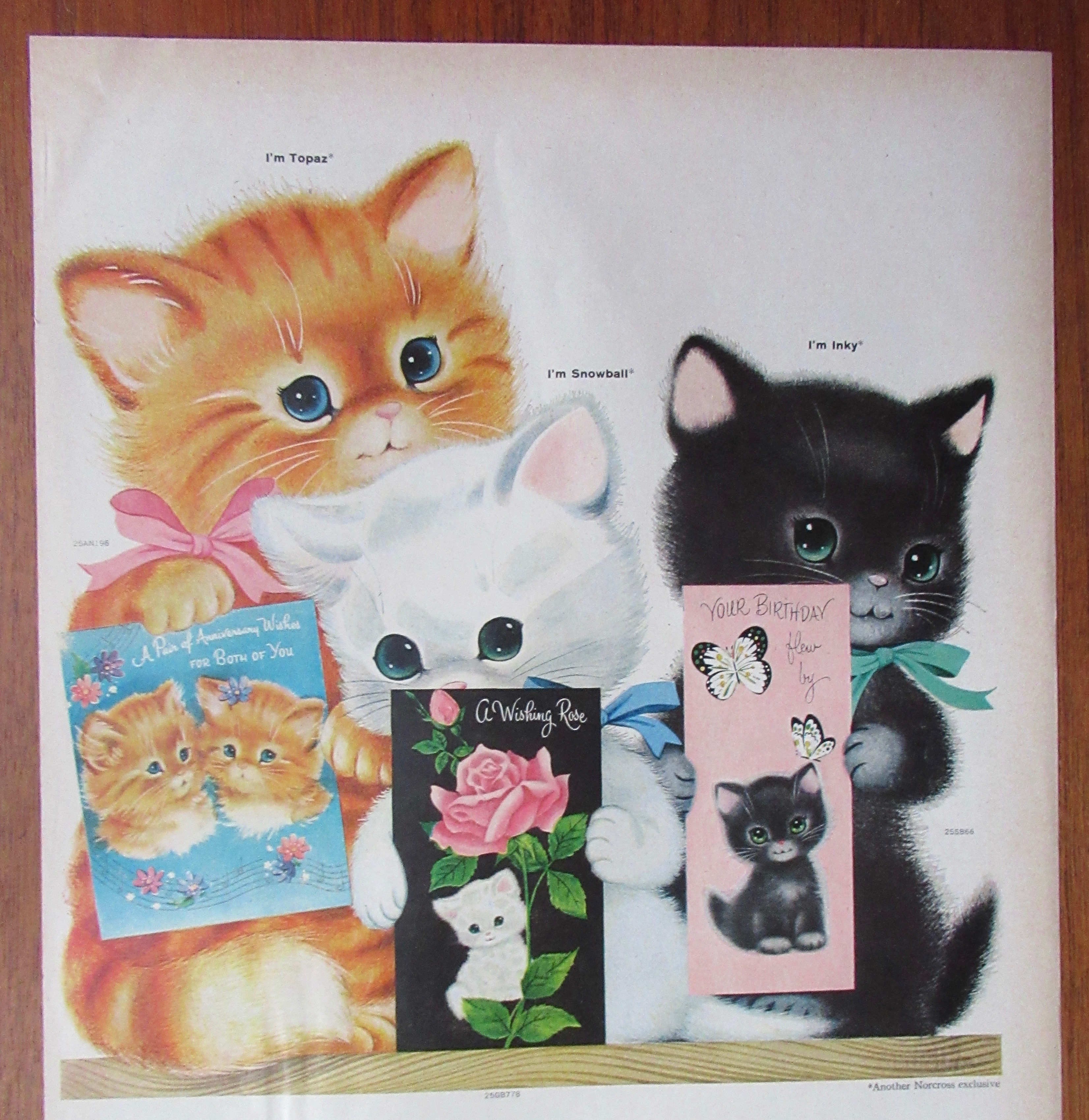 1958 Norcross Greeting Cards with Three Kitties