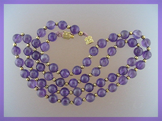 Amethyst Gold Bead Necklace