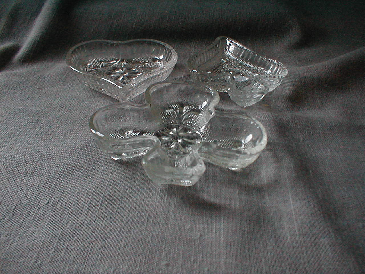 Clear Glass Tiara Club, Spade, Heart Trays