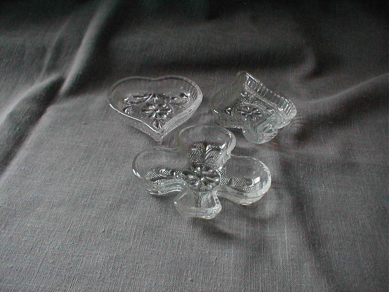 Clear Glass Tiara Club, Spade, Heart Trays