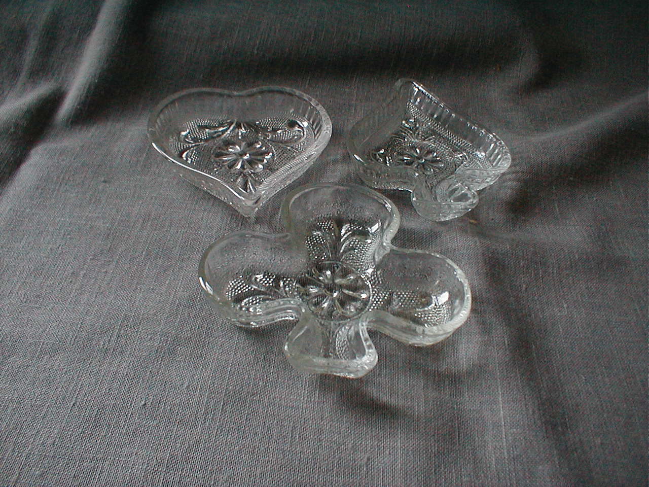 Clear Glass Tiara Club, Spade, Heart Trays
