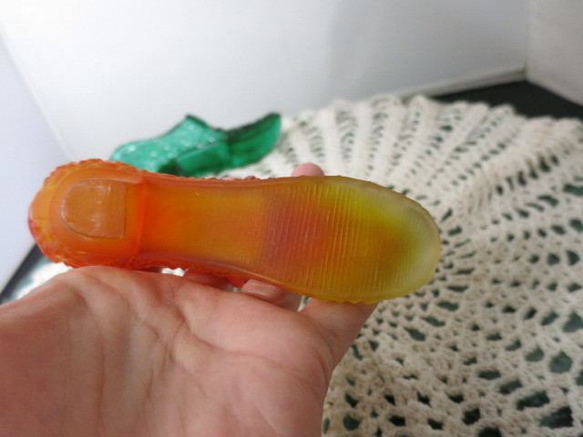 Fenton Satin Amberina Slipper Shoe very rare find