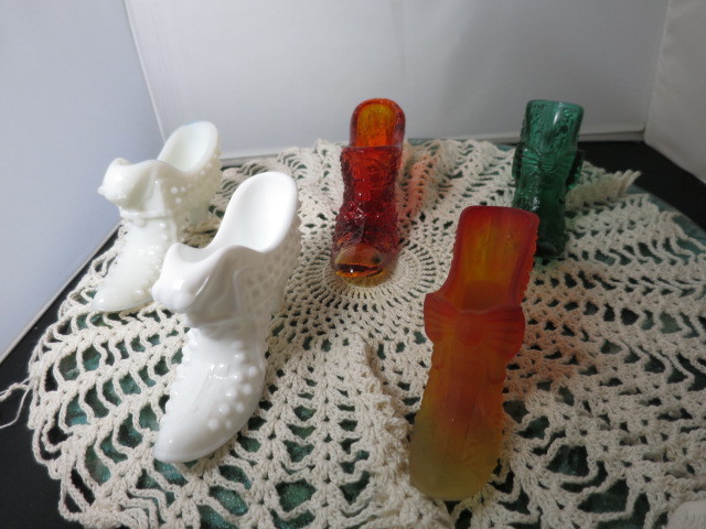 Fenton Satin Amberina Slipper Shoe very rare find