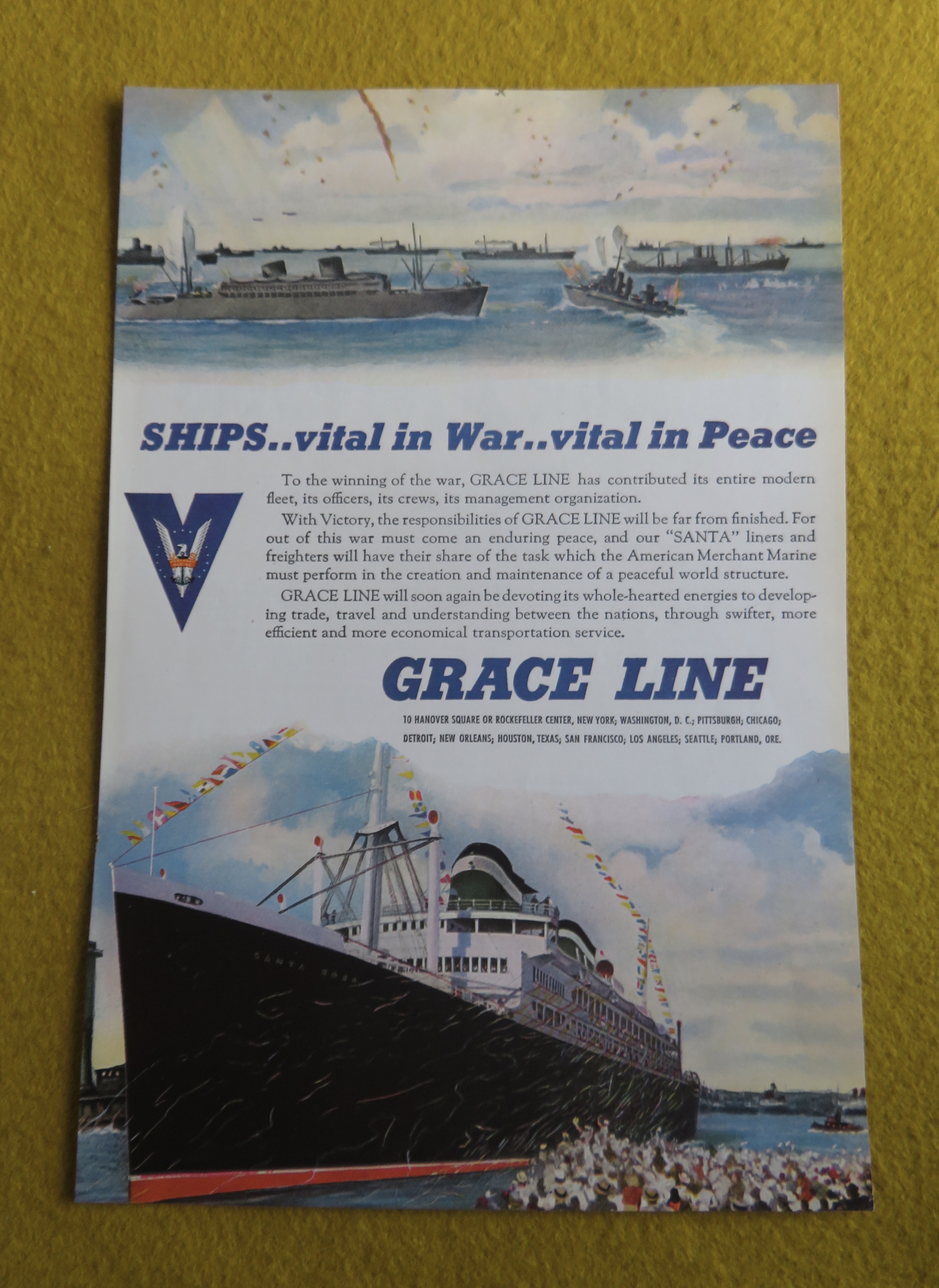1945 Grace Line with Ships