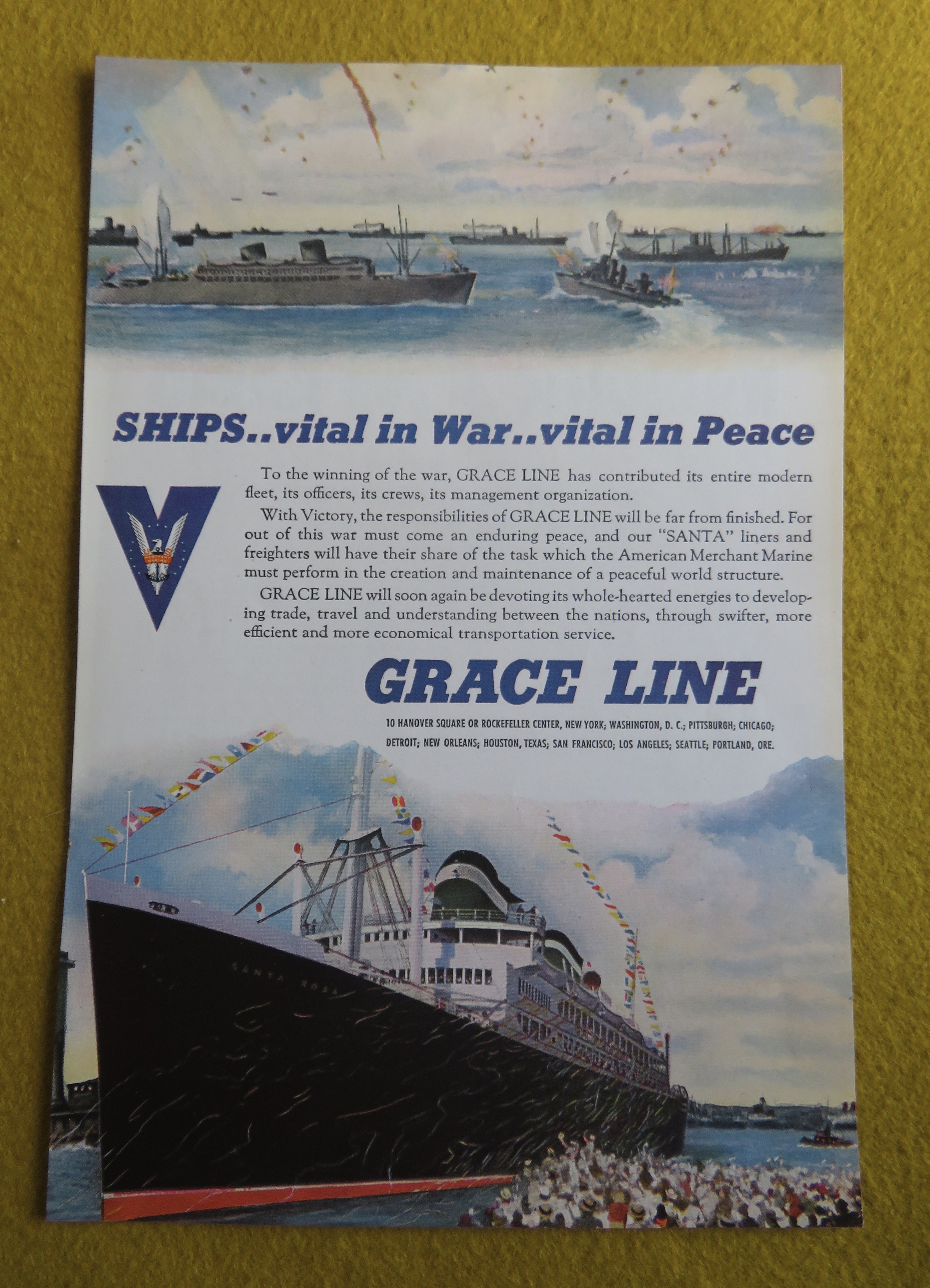 1945 Grace Line with Ships