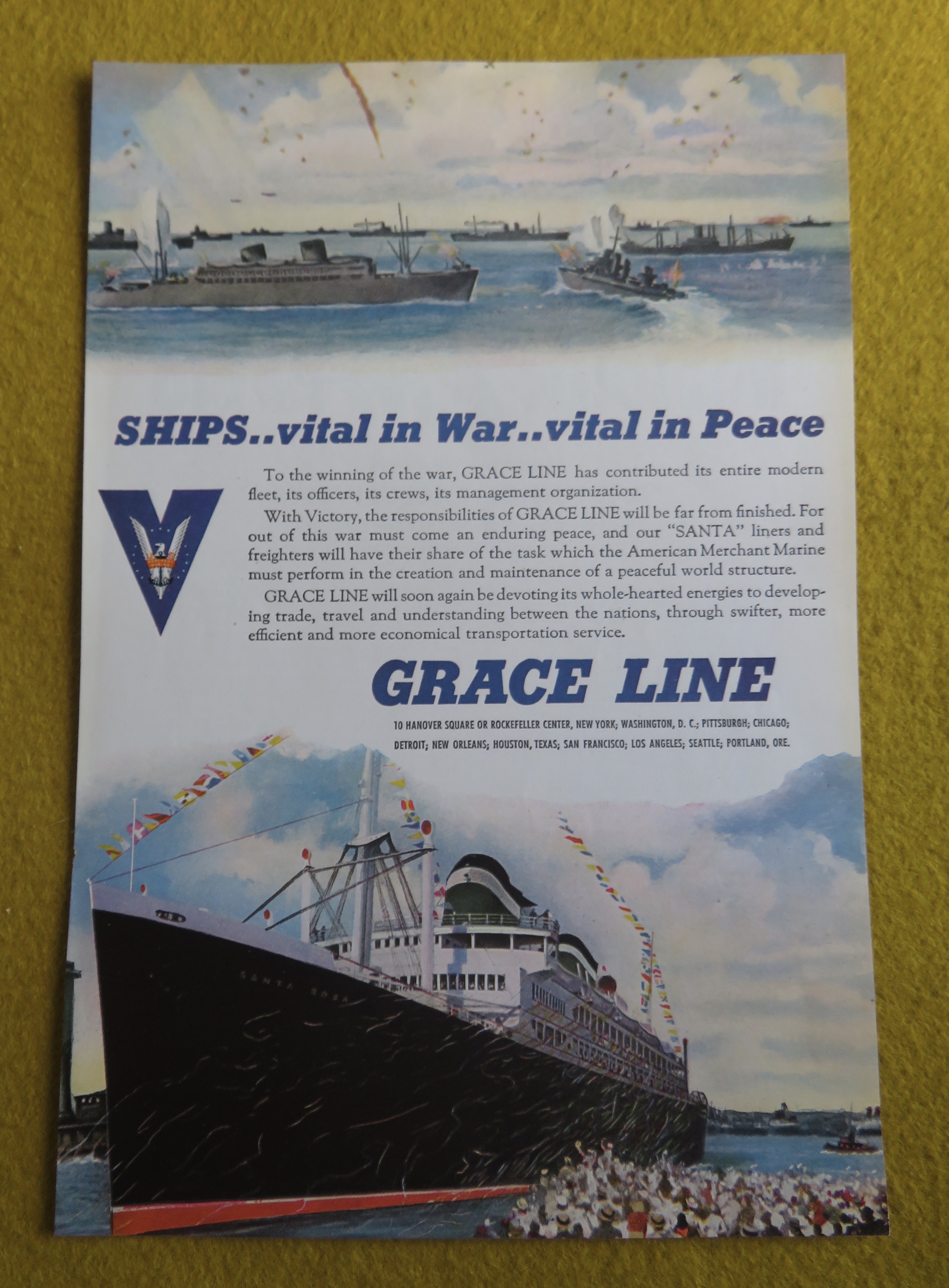 1945 Grace Line with Ships
