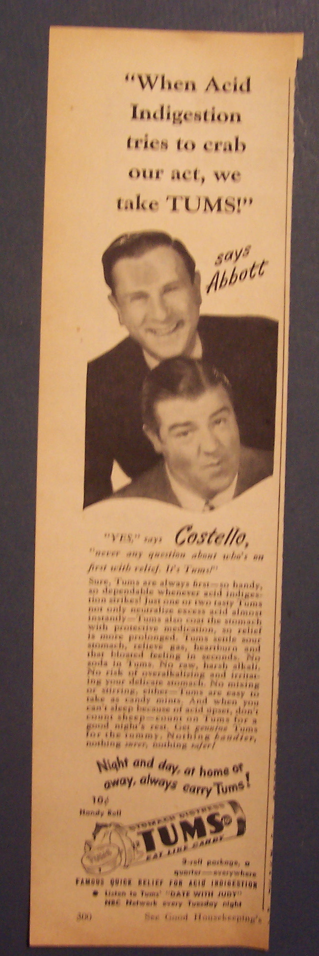 1948 Tums With Bud Abbott & Lou Costello