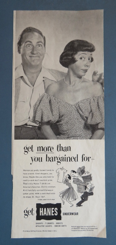1952 Hanes Underwear with Television's Sid Caesar & Imogene Coca