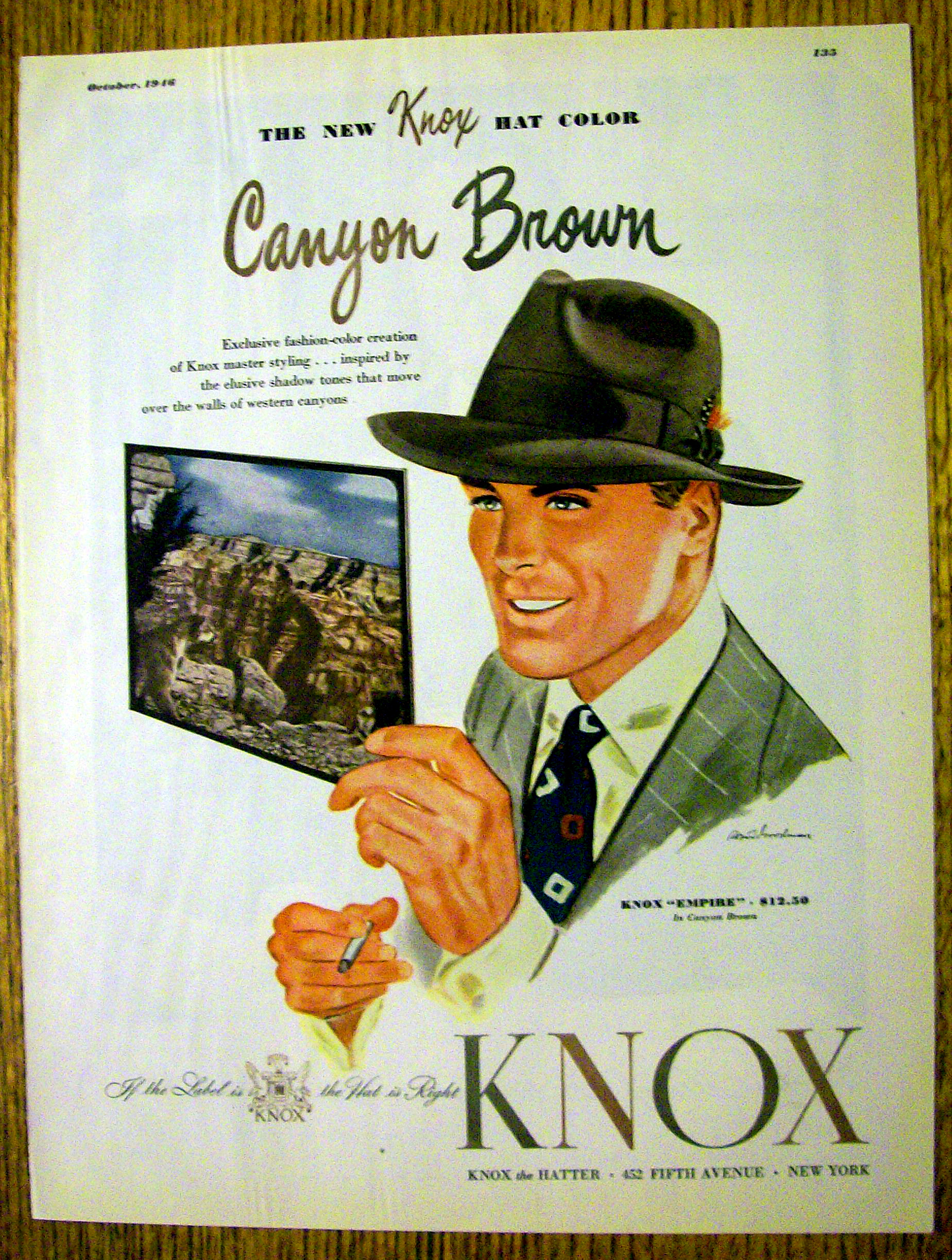 1946 Knox Hats with Man Wearing the Empire Hat