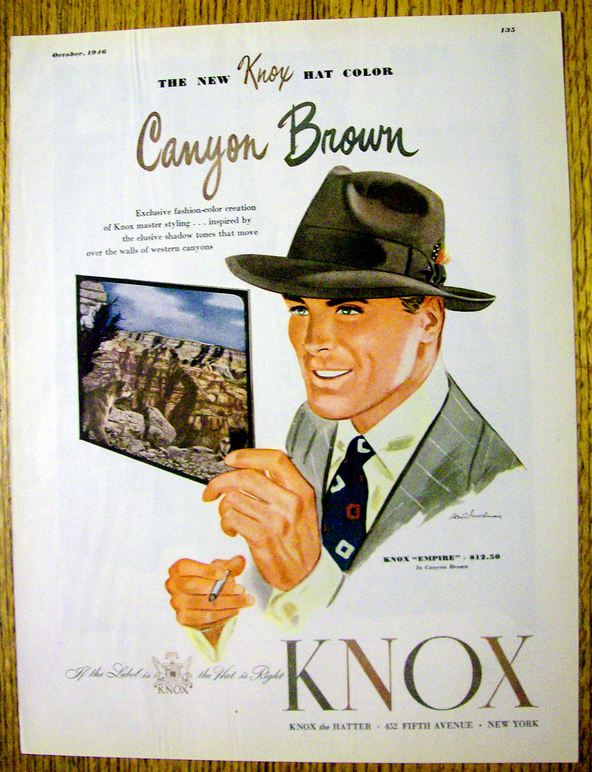 1946 Knox Hats with Man Wearing the Empire Hat