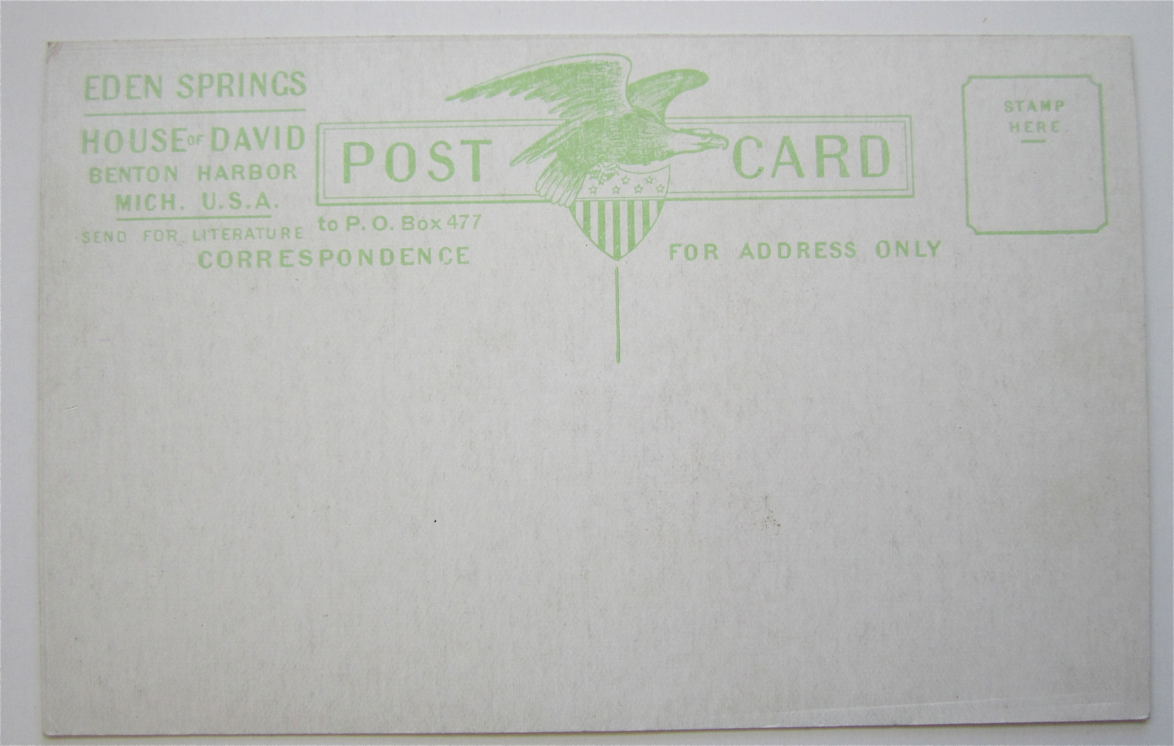 At House Of David, Benton Harbor, Michigan Postcard
