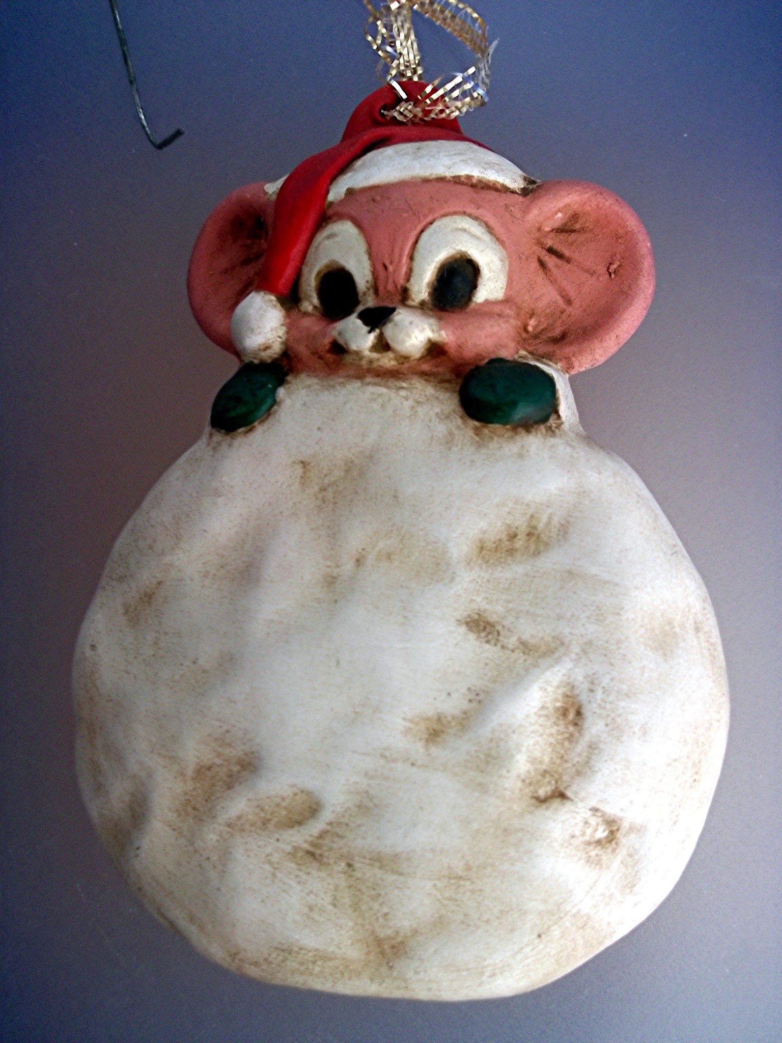 Christmas Ornament Mouse in a red Santa costume