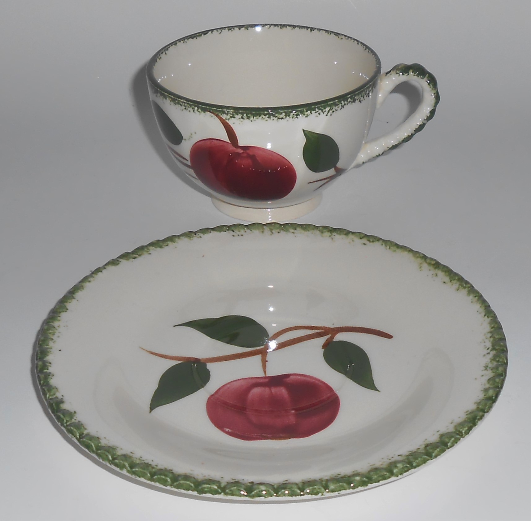 Blue Ridge Southern Potteries Quaker Apple Cup & Saucer