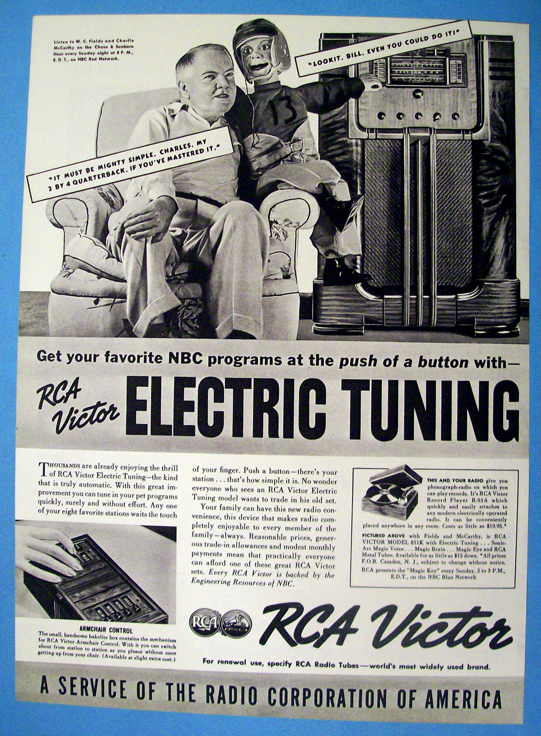 Vintage Ad: 1937 RCA Victor w/W. Fields & C. McCarthy