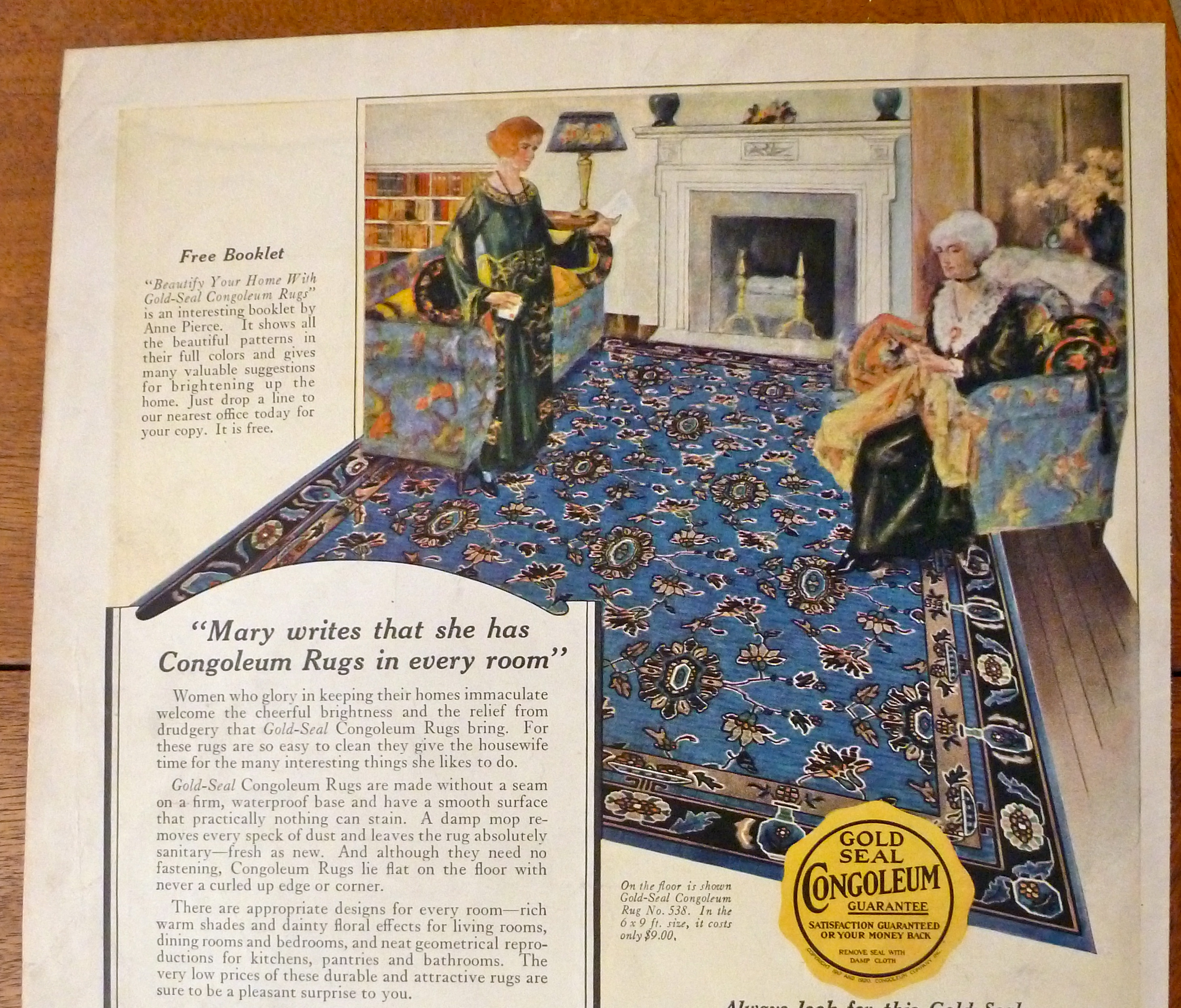 1924 Congoleum Art Rugs with Women Looking At Rug