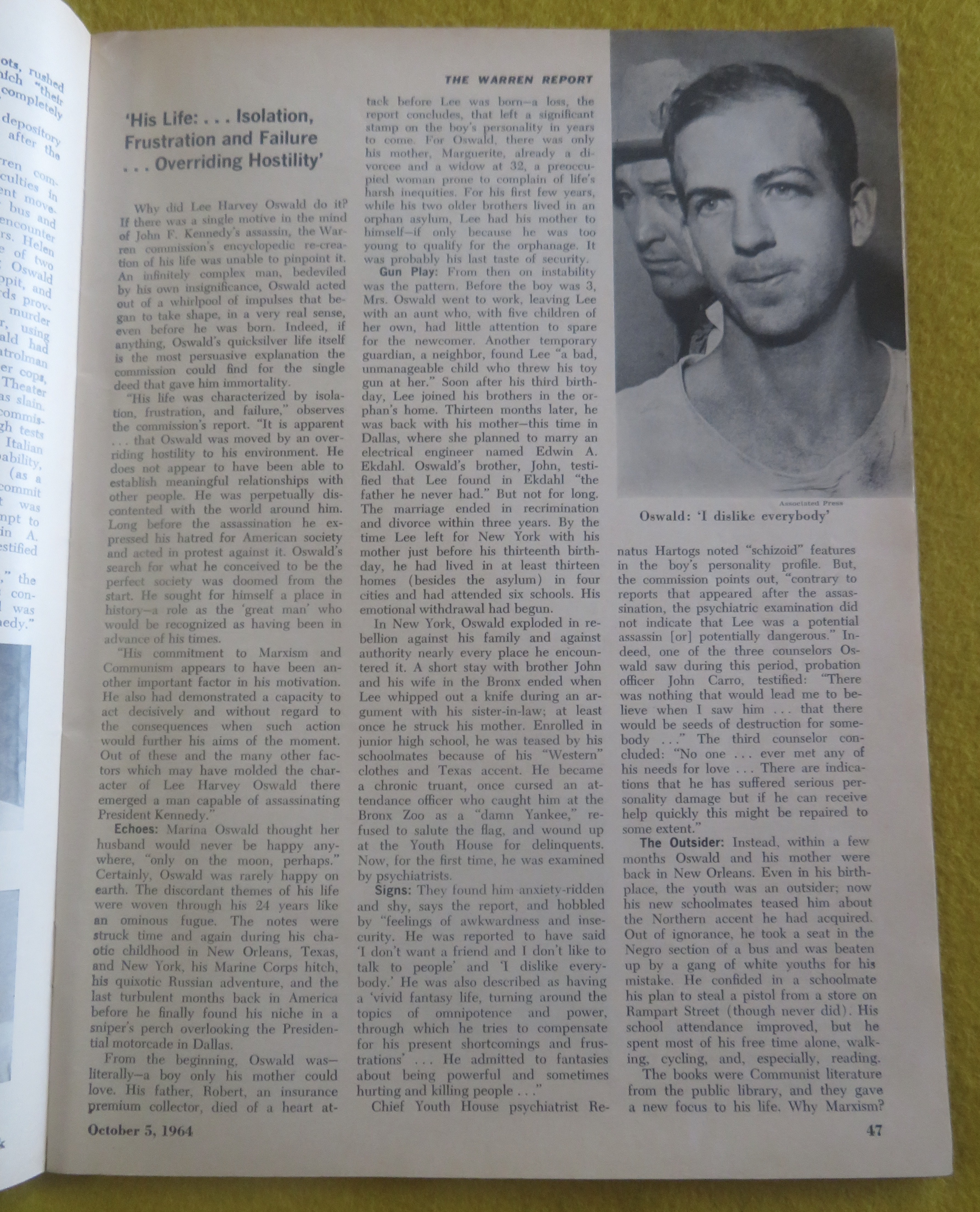 Newsweek Magazine October 5, 1964 The Assassination