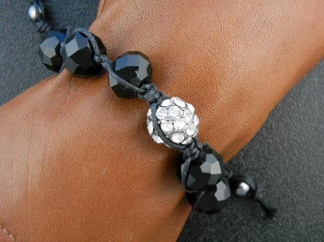 Onyx Crystal Cord Pull Bracelet