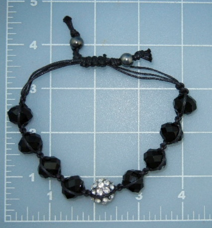 Onyx Crystal Cord Pull Bracelet