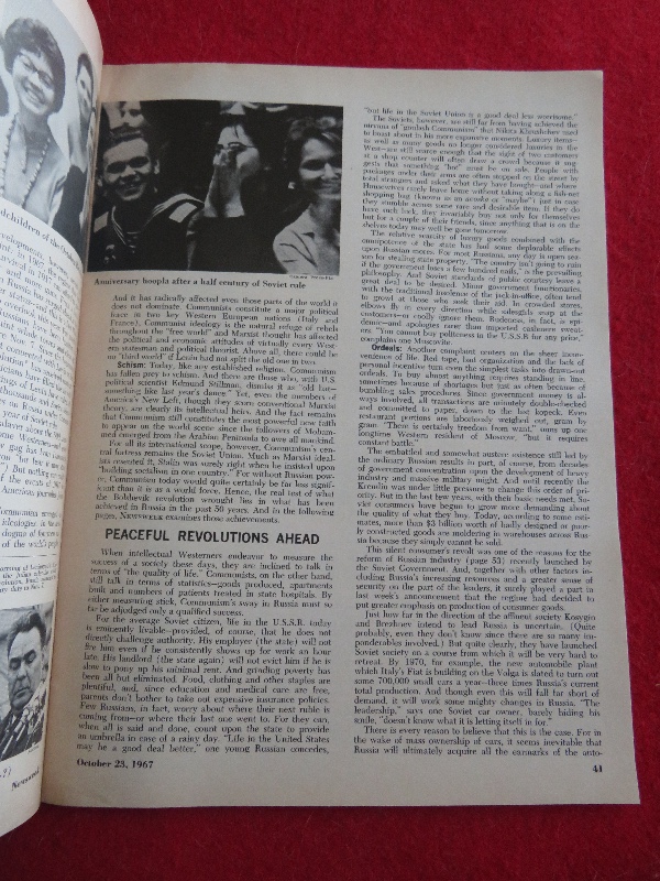 Newsweek Magazine October 23, 1967 Russia After 50 Years