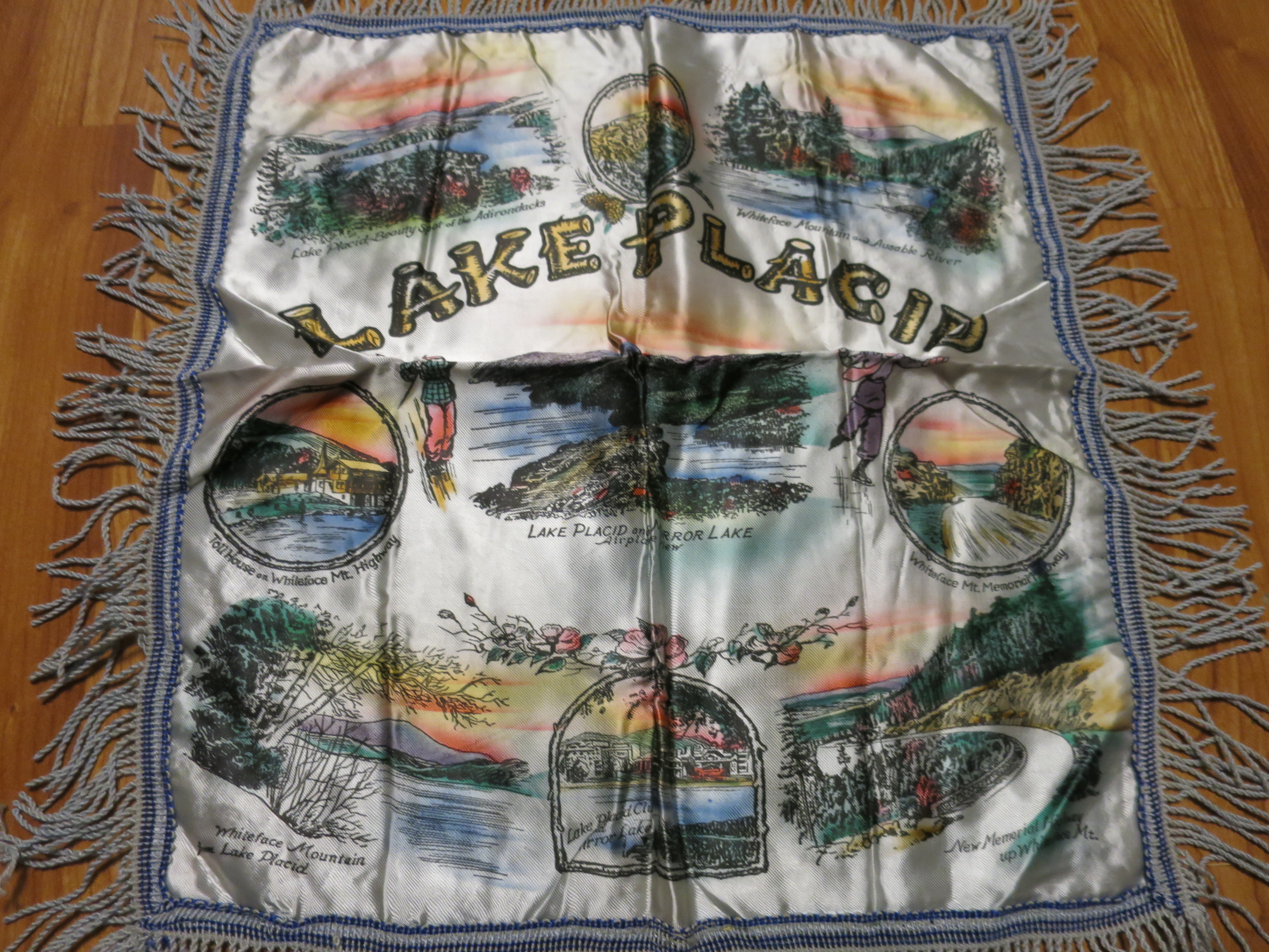 Souvenir pillow cover from Lake Placid N.Y