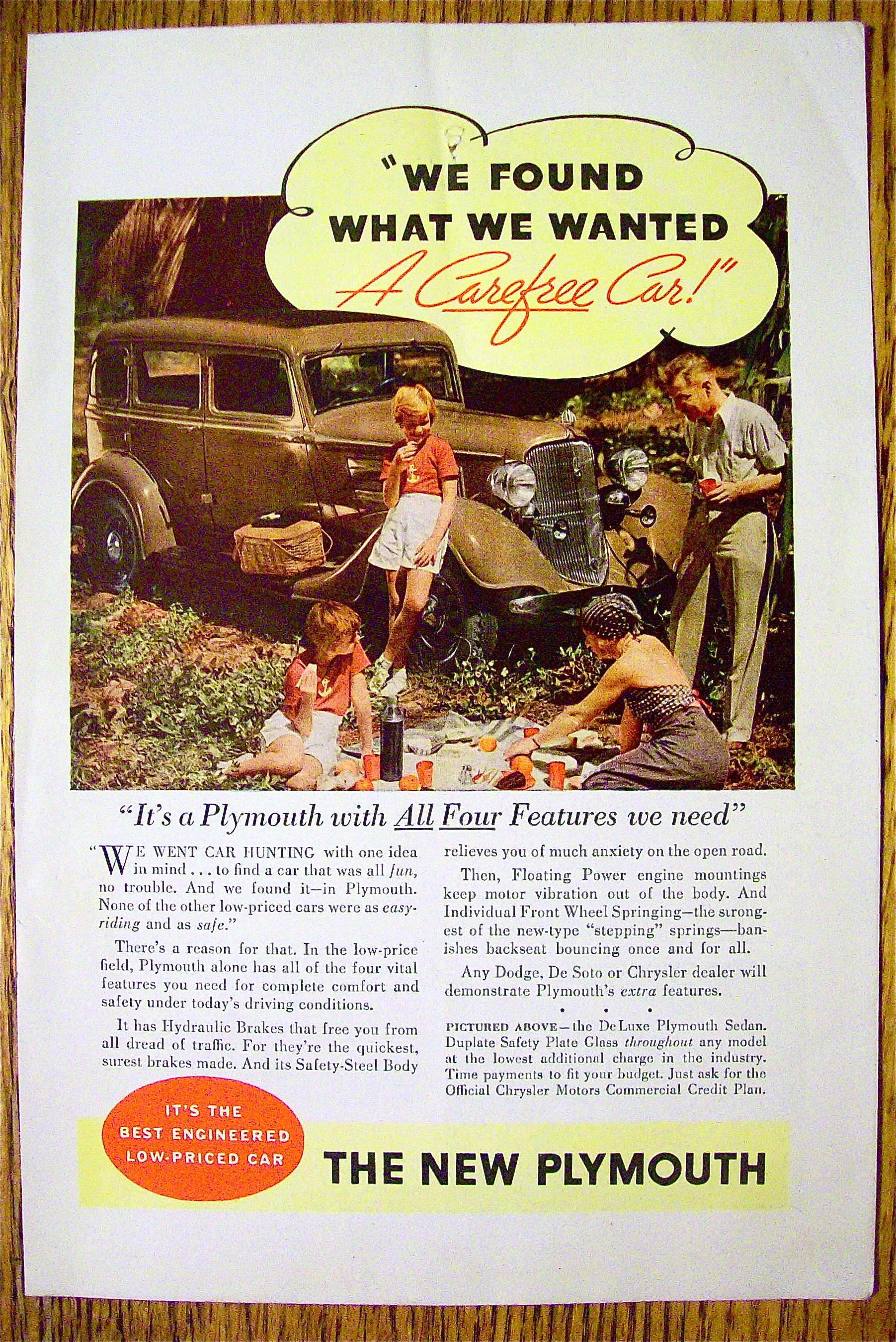 1934 Plymouth with the De Luxe Plymouth Sedan