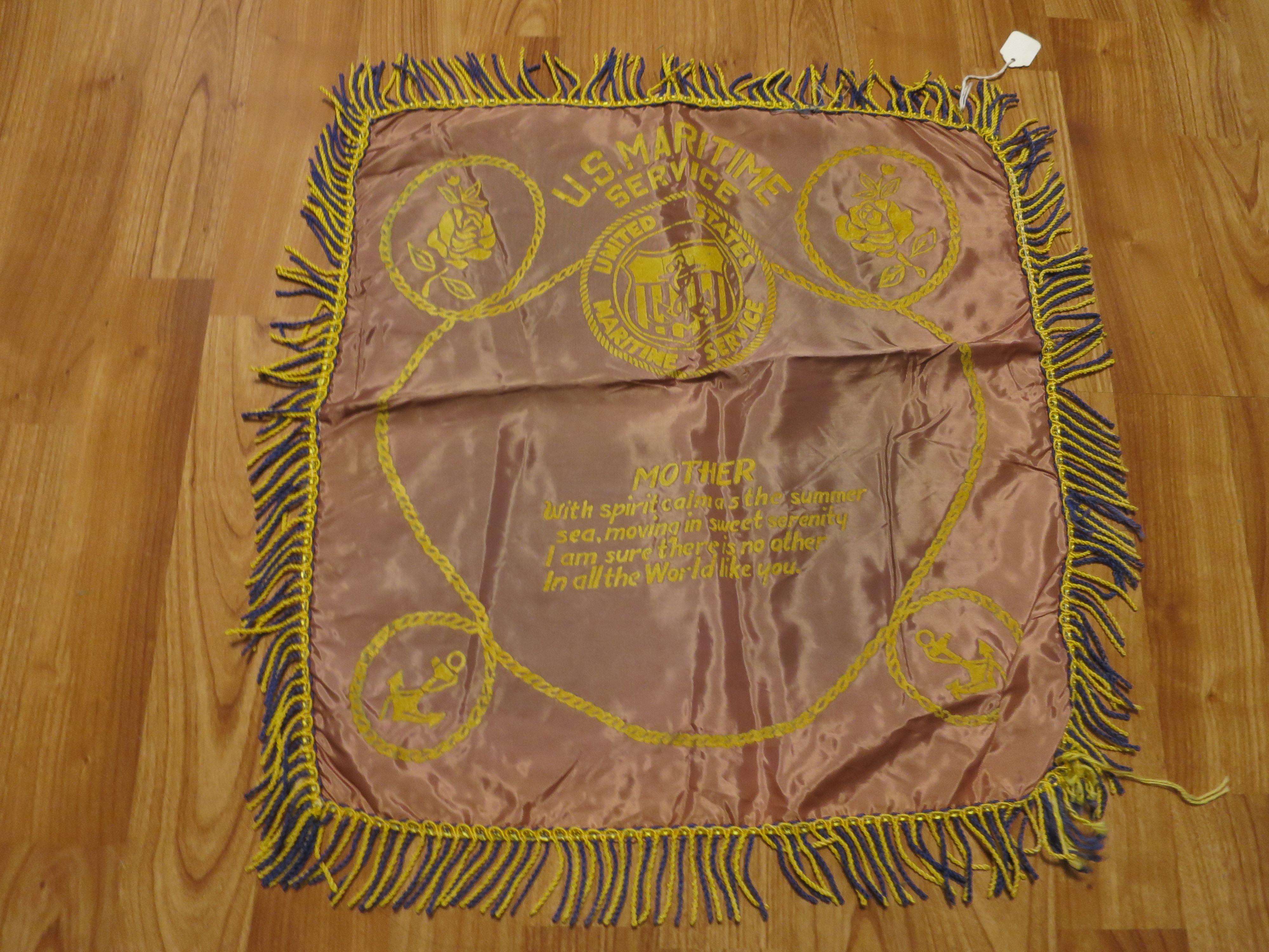 U.S. Maritime Service Mother pillow cover 1940s