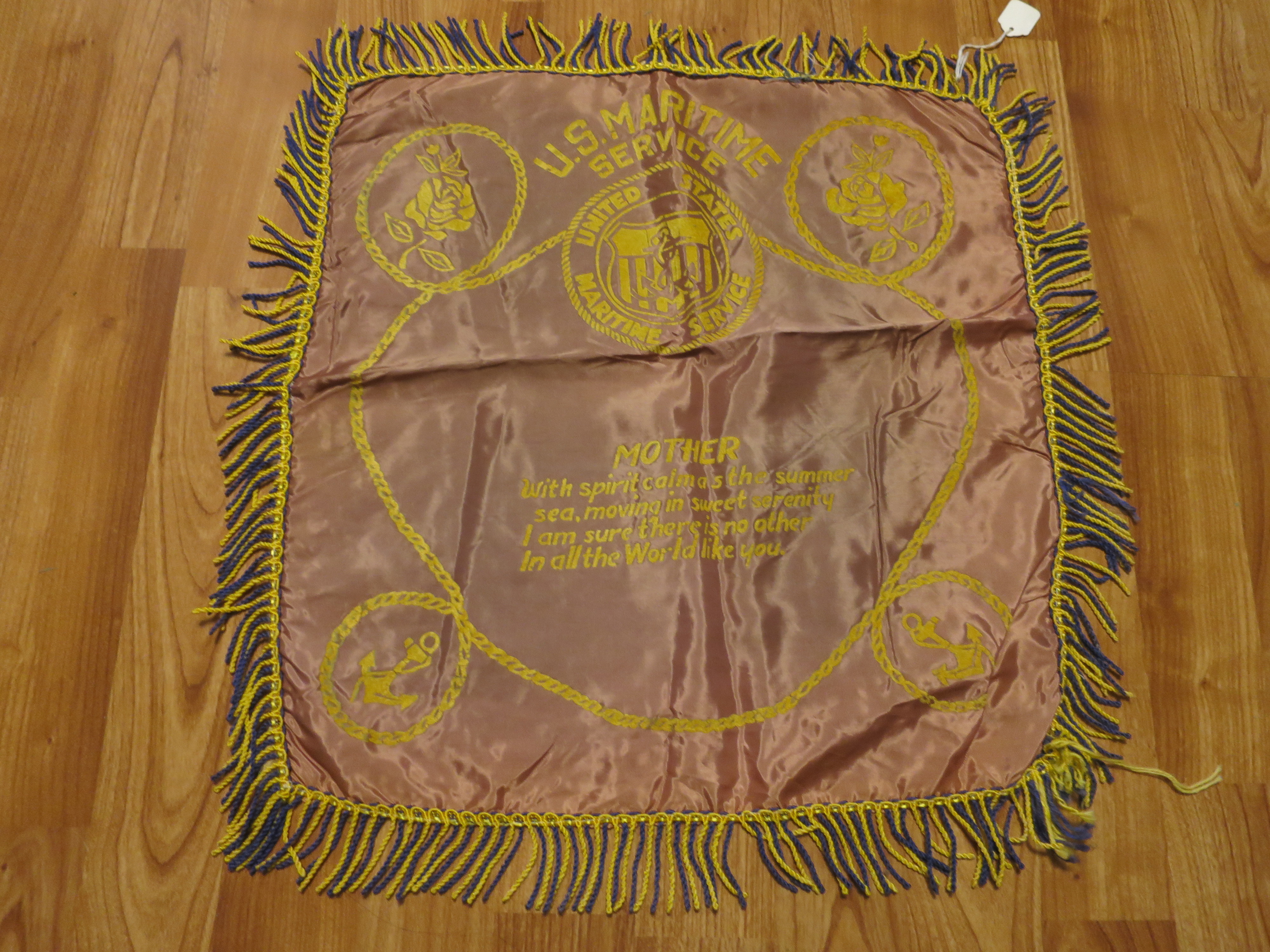 U.S. Maritime Service Mother pillow cover 1940s