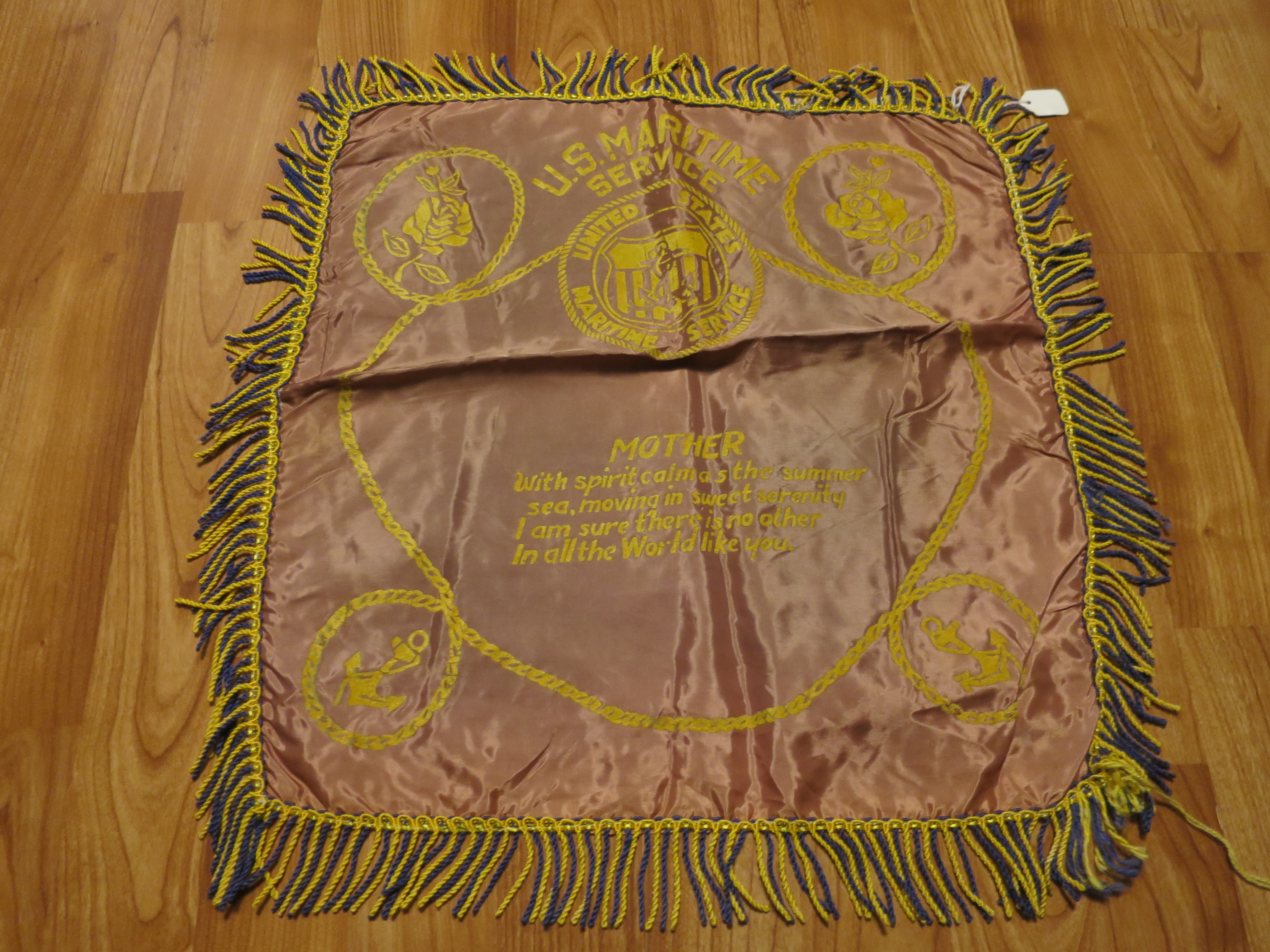 U.S. Maritime Service Mother pillow cover 1940s