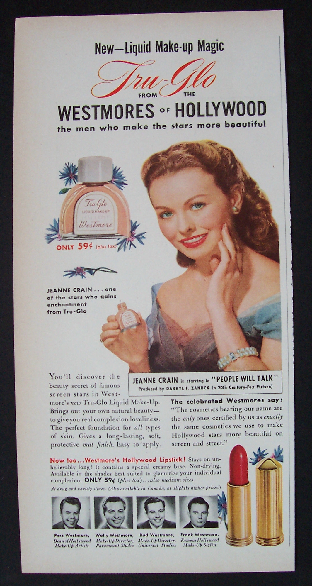 1951 Tru-Glo Liquid Make-Up with Star Jeanne Crain