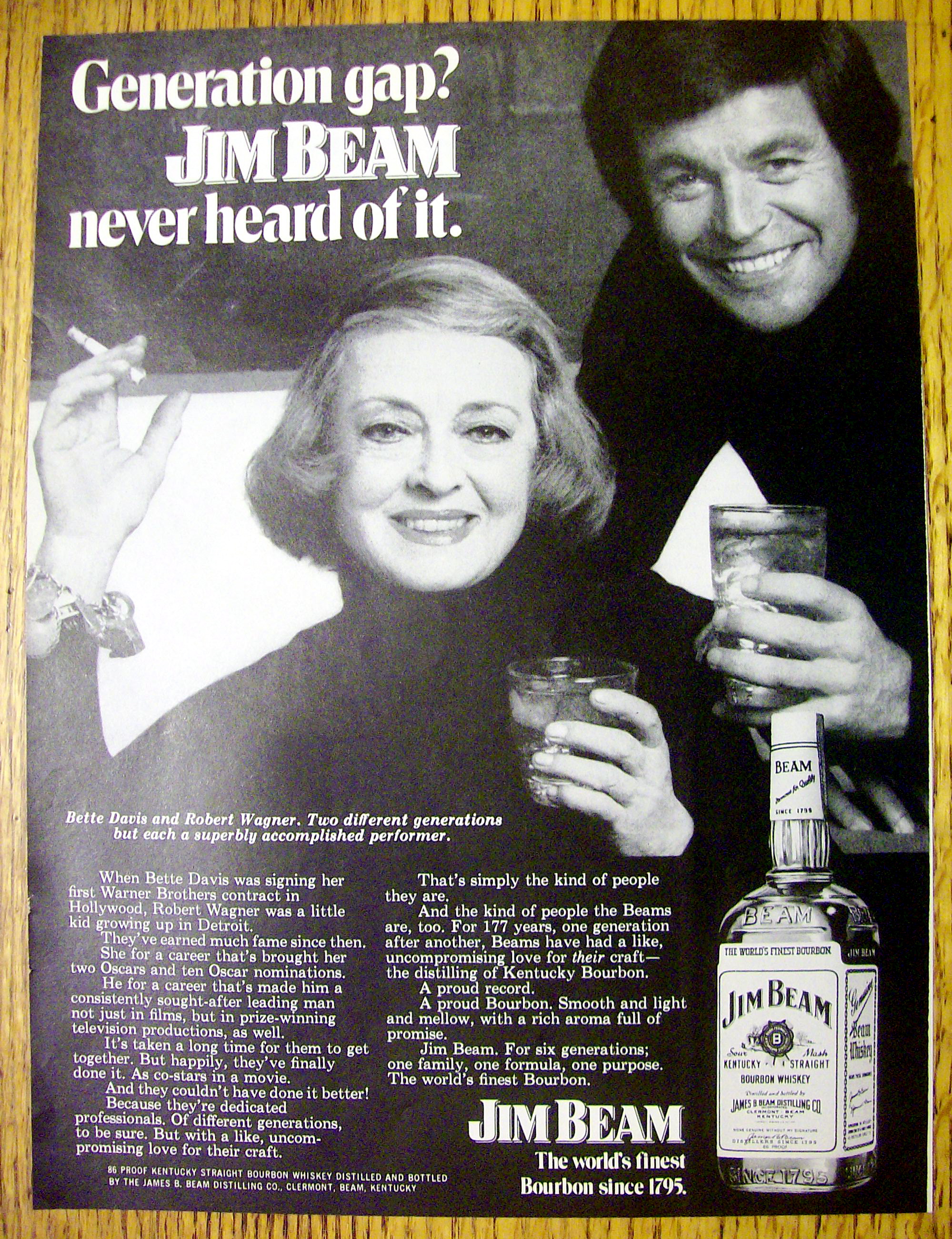 1972 Jim Beam Whiskey with Bette Davis & Robert Wagner