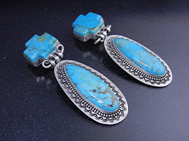 David Troutman Kingman Turquoise Sterling Silver Earrin