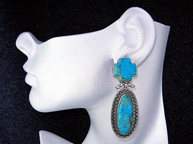 David Troutman Kingman Turquoise Sterling Silver Earrin