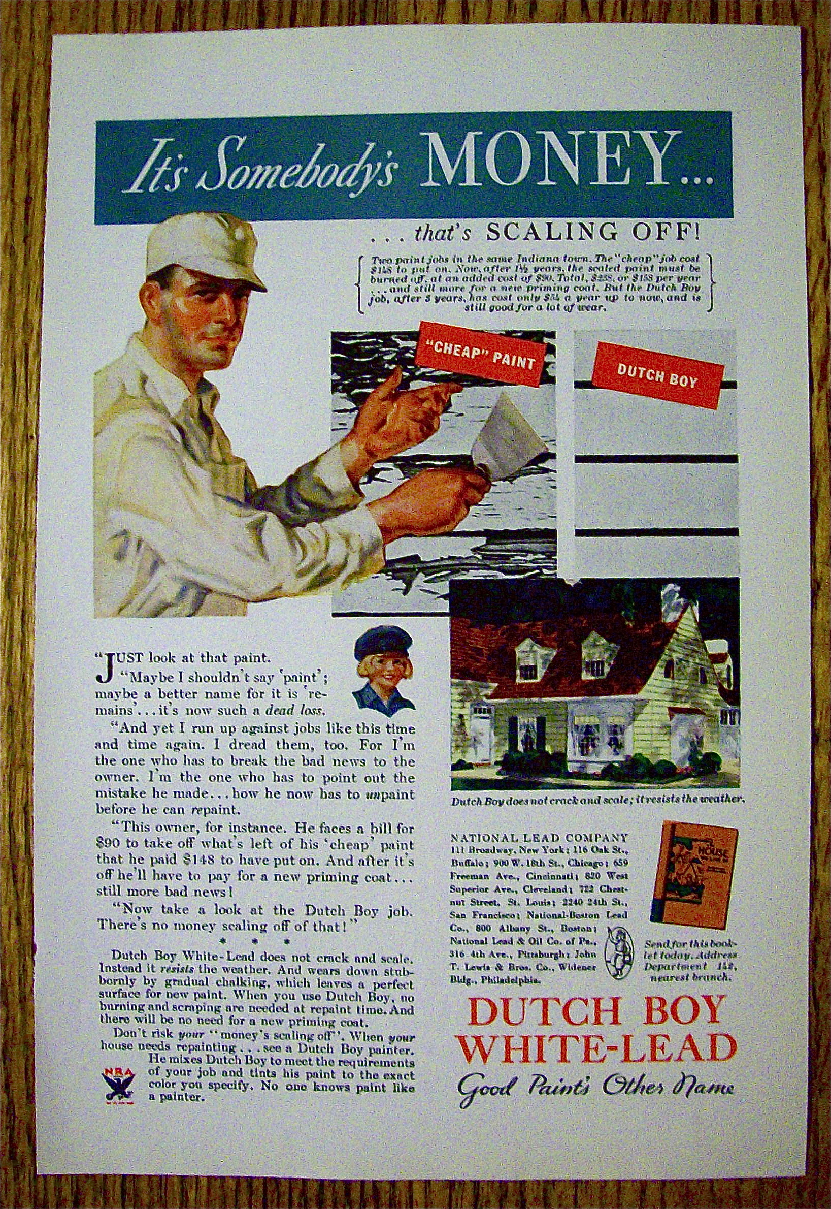 1934 Dutch Boy White Lead Paint with Man Scrapping